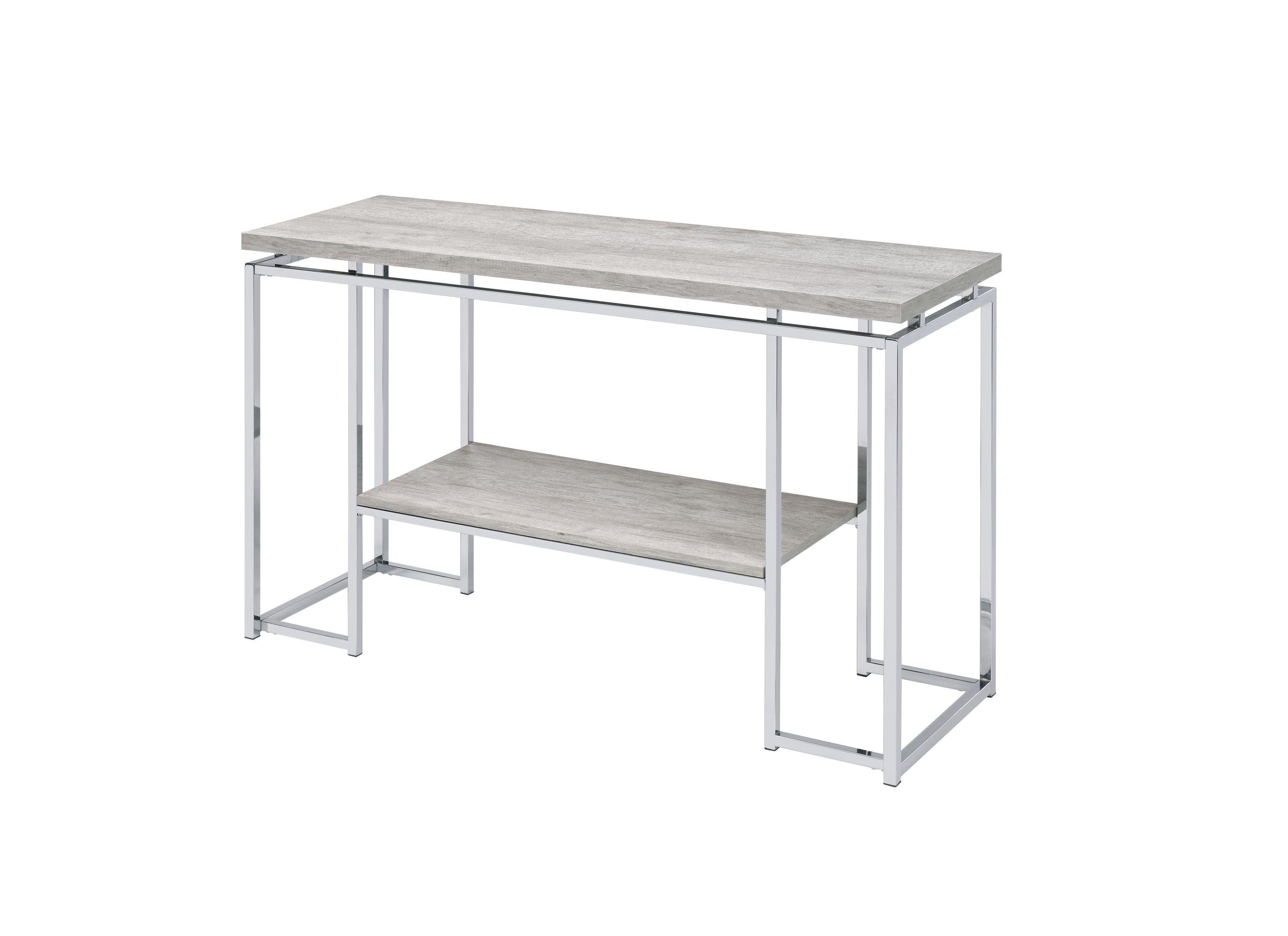 ACME Chafik Sofa Table, Natural Oak & Chrome 85373 image