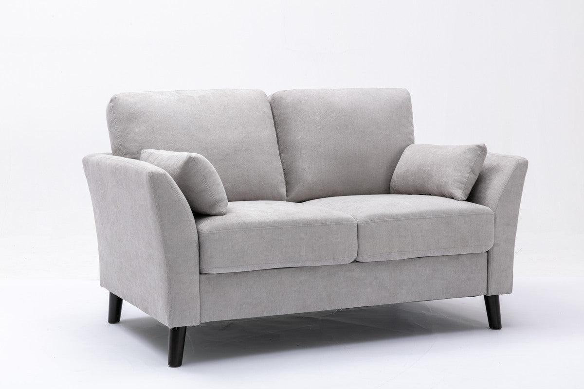 Damian Light Gray Velvet Fabric Sofa Loveseat Living Room Set