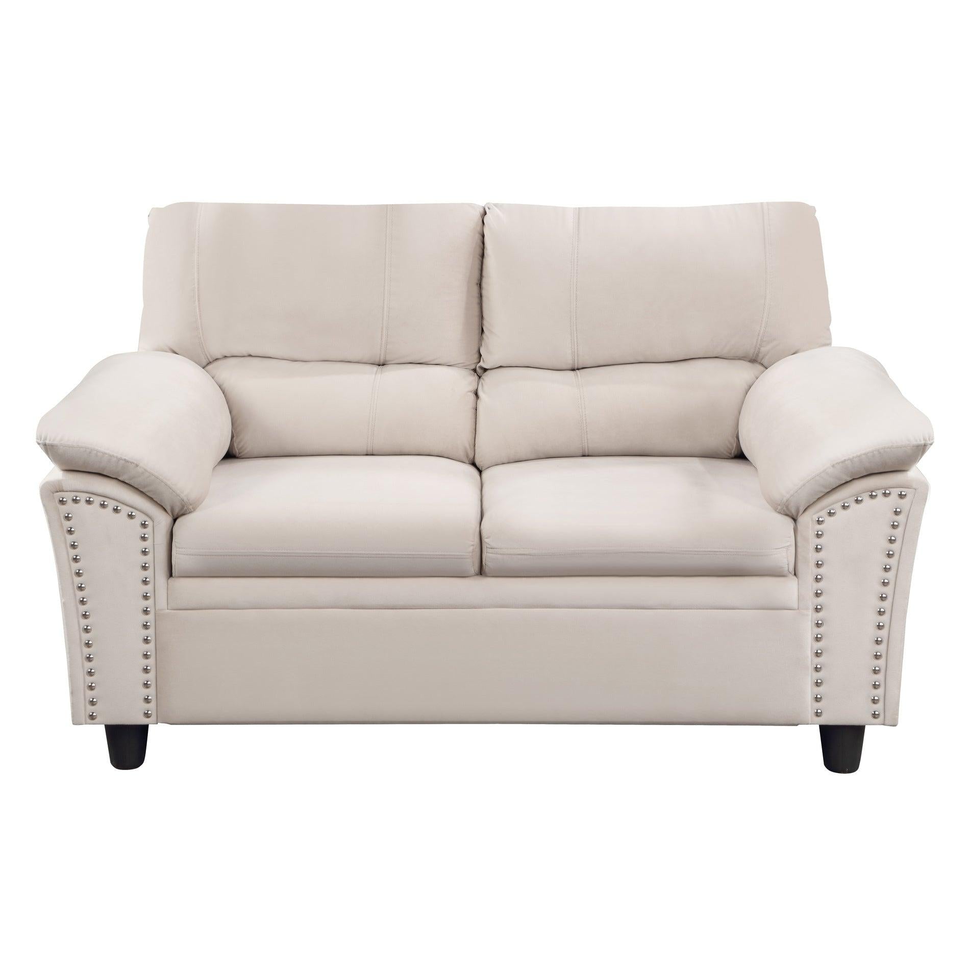 Two Seater Couch Loveseat Sofa Velvet Beige image