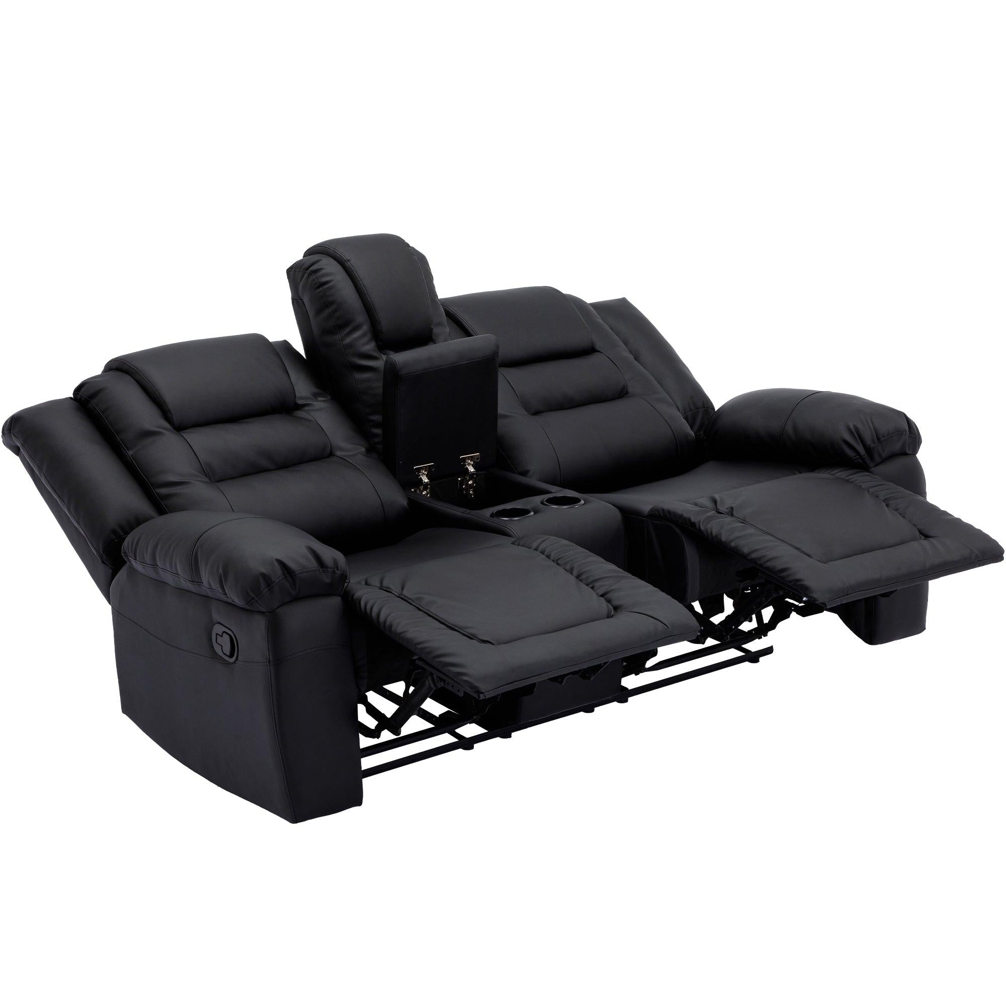 Home Theater Seating Manual Recliner, PU Leather Reclining Loveseat for Living Room