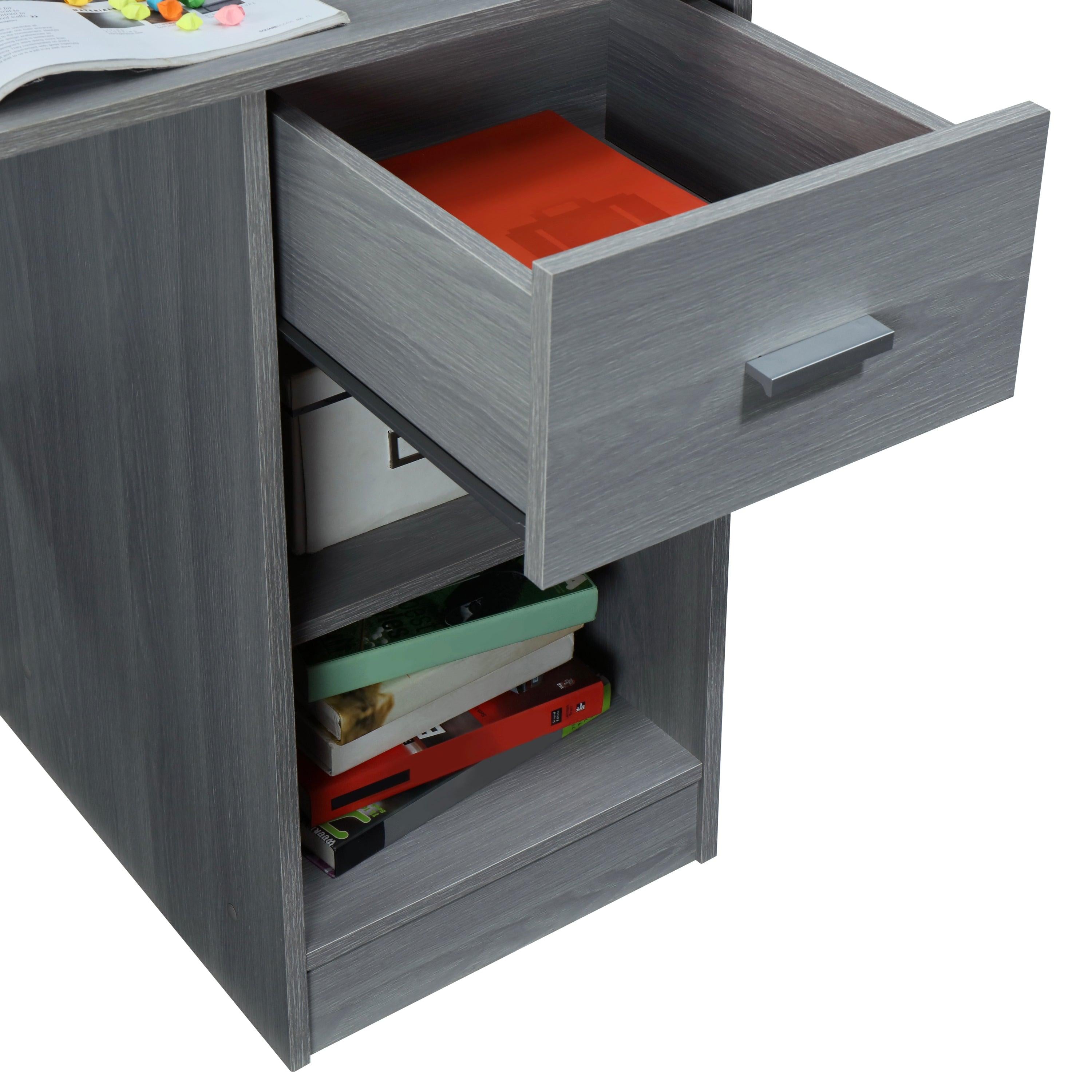 Techni MobiliModern Office Desk with Hutch, Grey