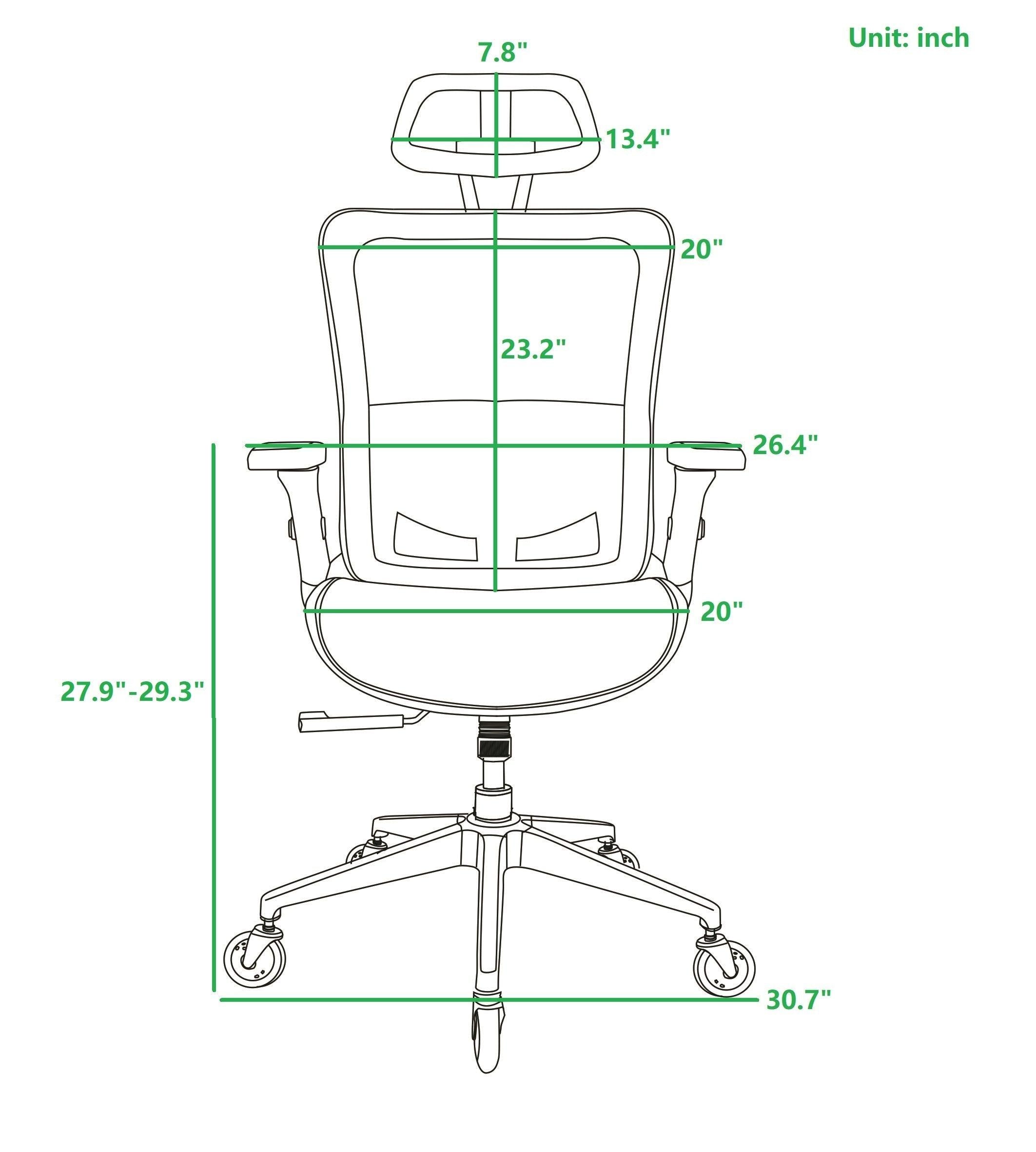 Ergonomic Mesh Office Chair - Rolling Home Desk Chair with 4D Adjustable Flip Armrests,  Adjustable Lumbar Support and Blade Wheels