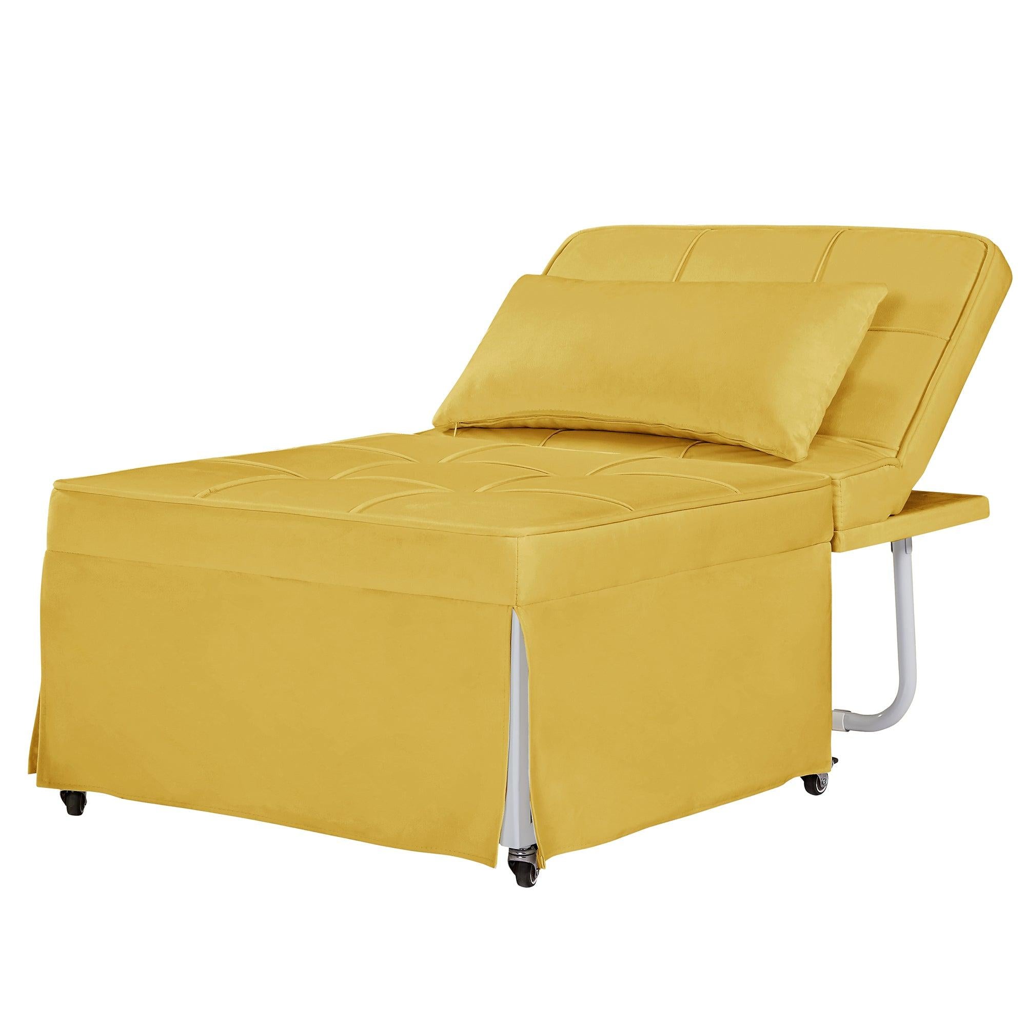 Velvet Folding Sofa Bed Sleeper Chair with Adjustable Backrest .