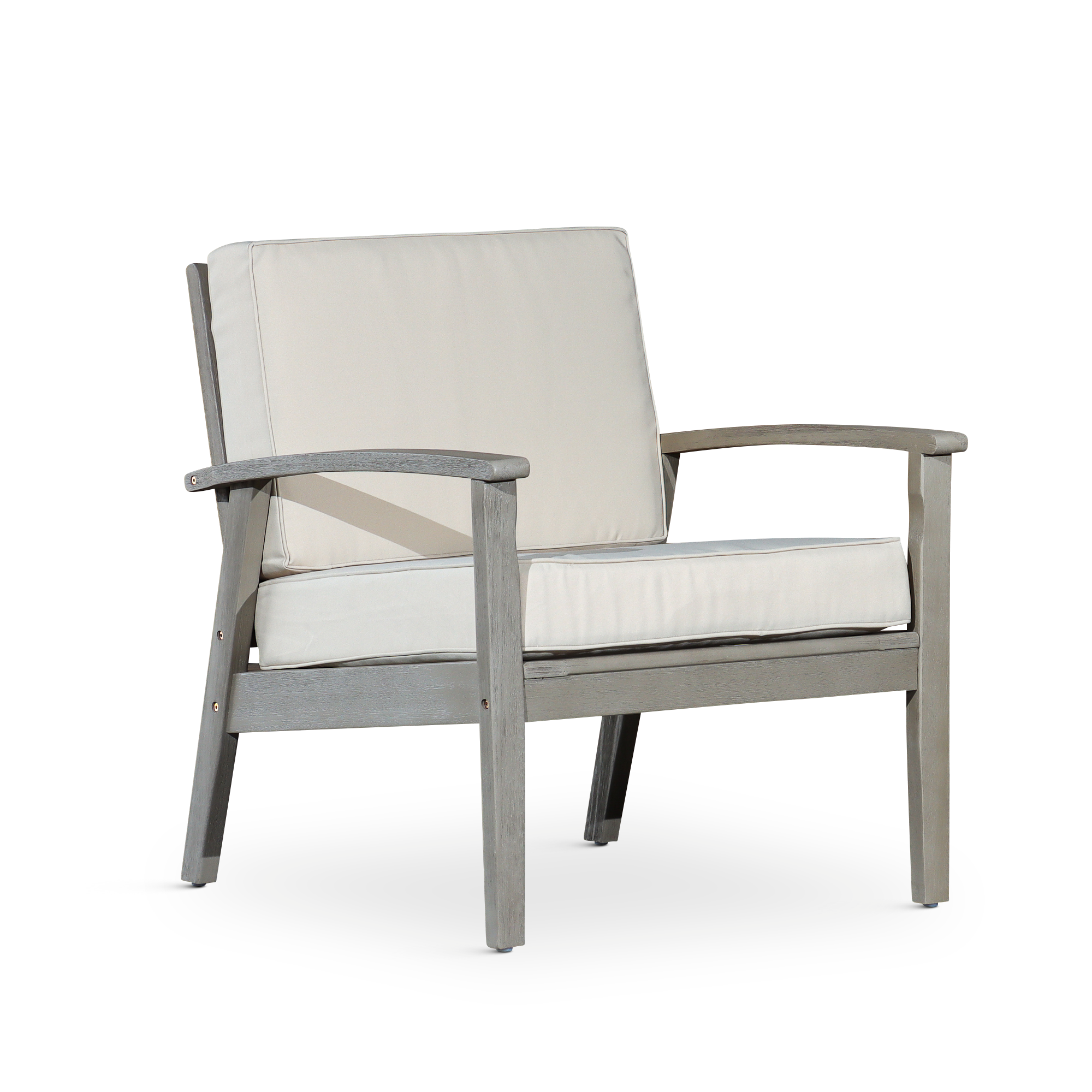 Deep Seat Eucalyptus Chair, Driftwood Gray Finish, Sand Cushions image