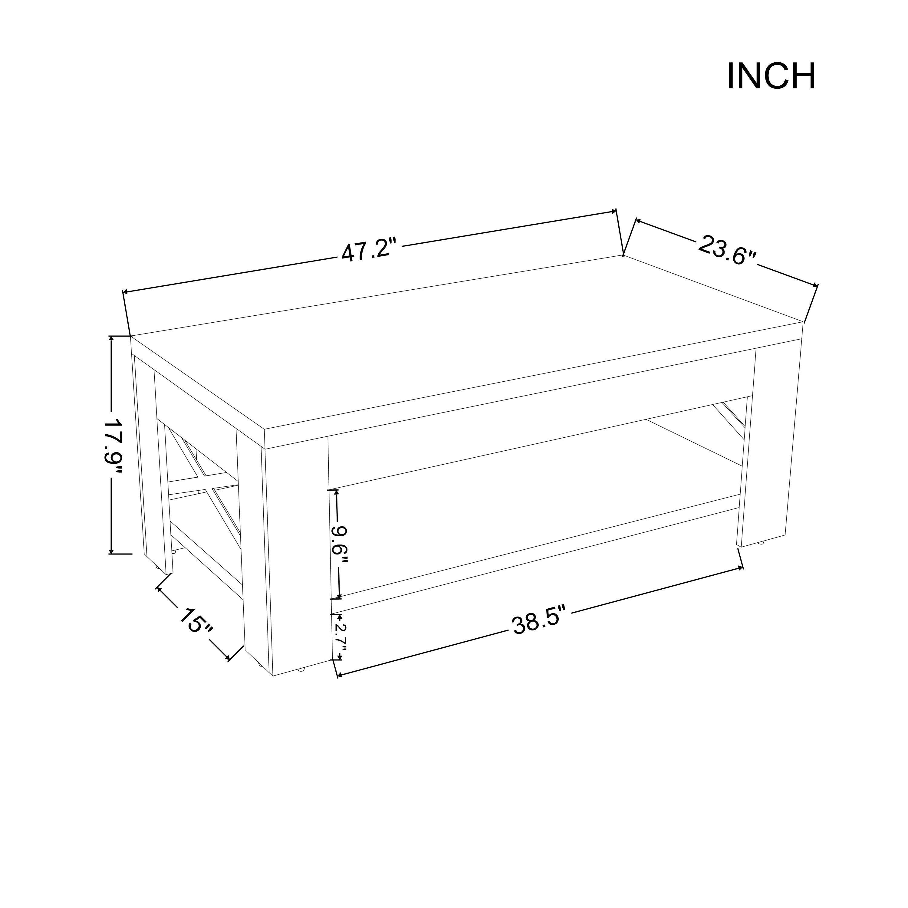 47.2” Rectangular Coffee Table