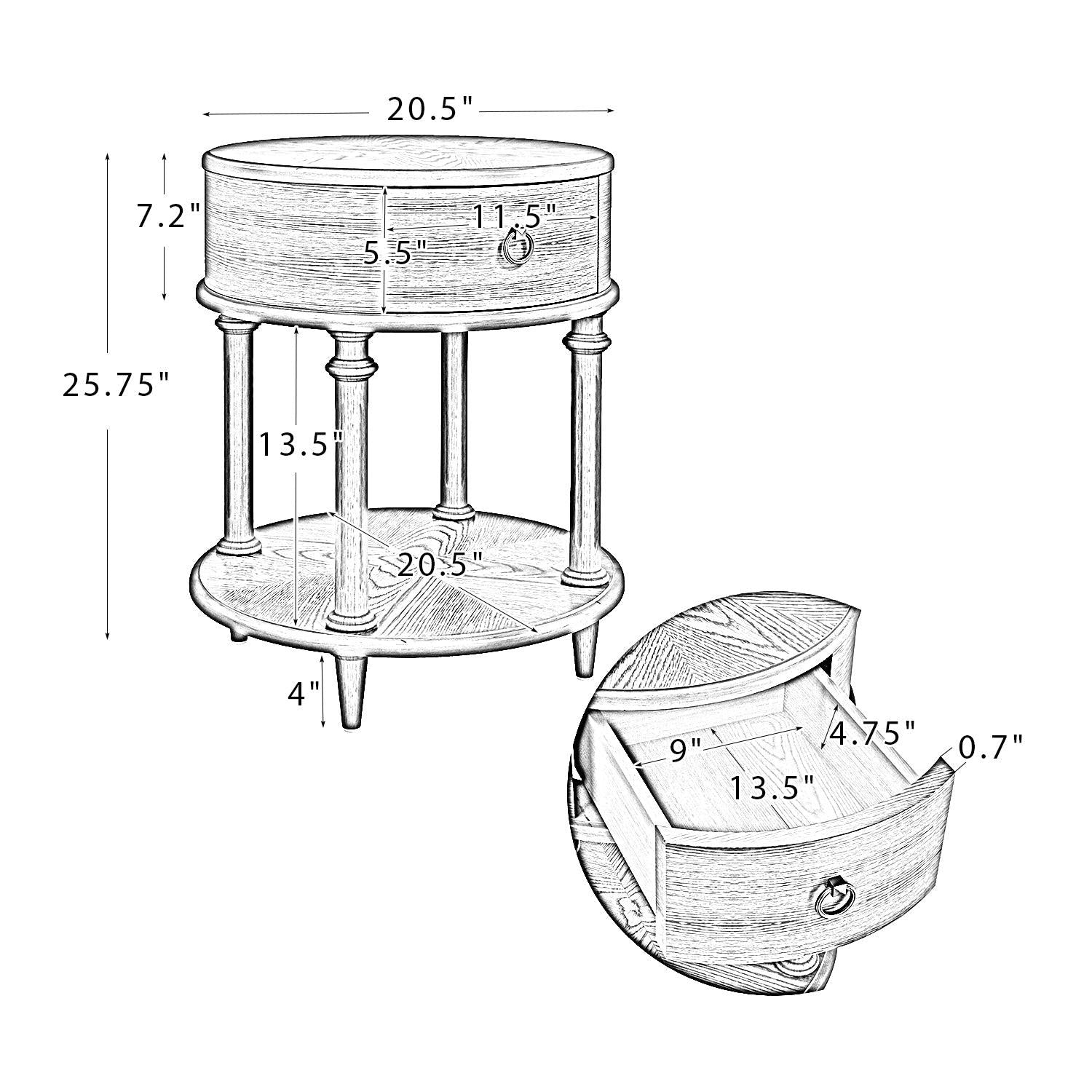 Hymettus 26'' Tall End Table withStorage