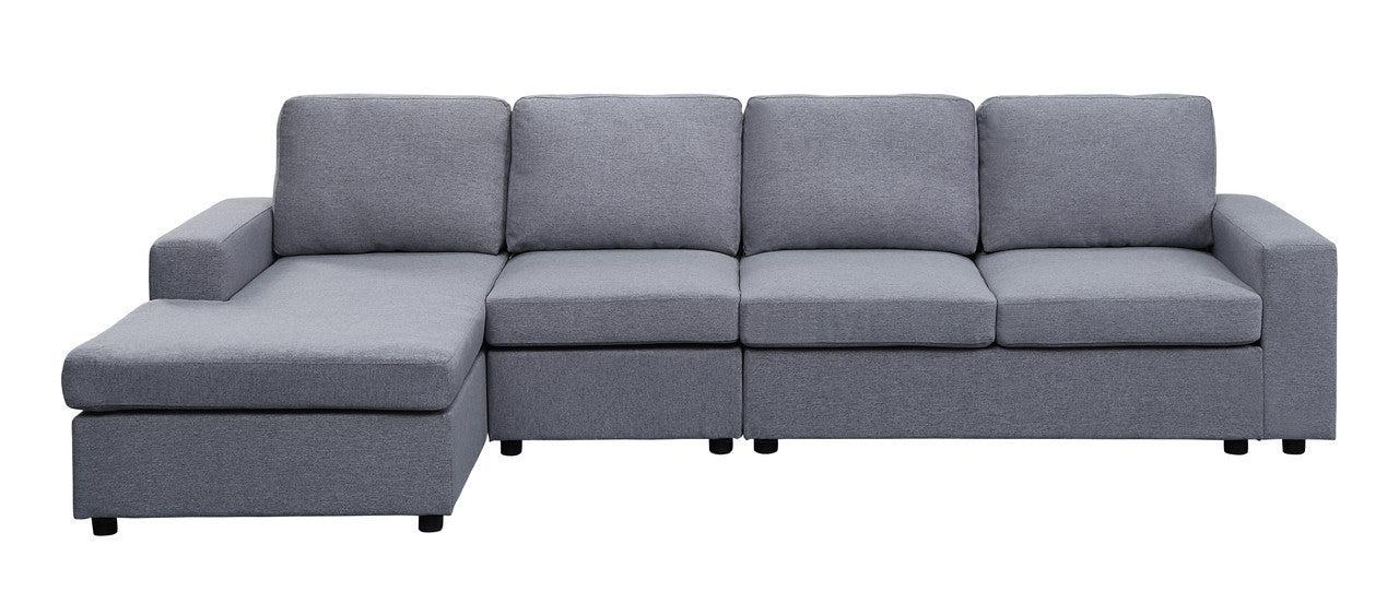 Dunlin Light Gray Linen Reversible Modular Sectional Sofa Chaise