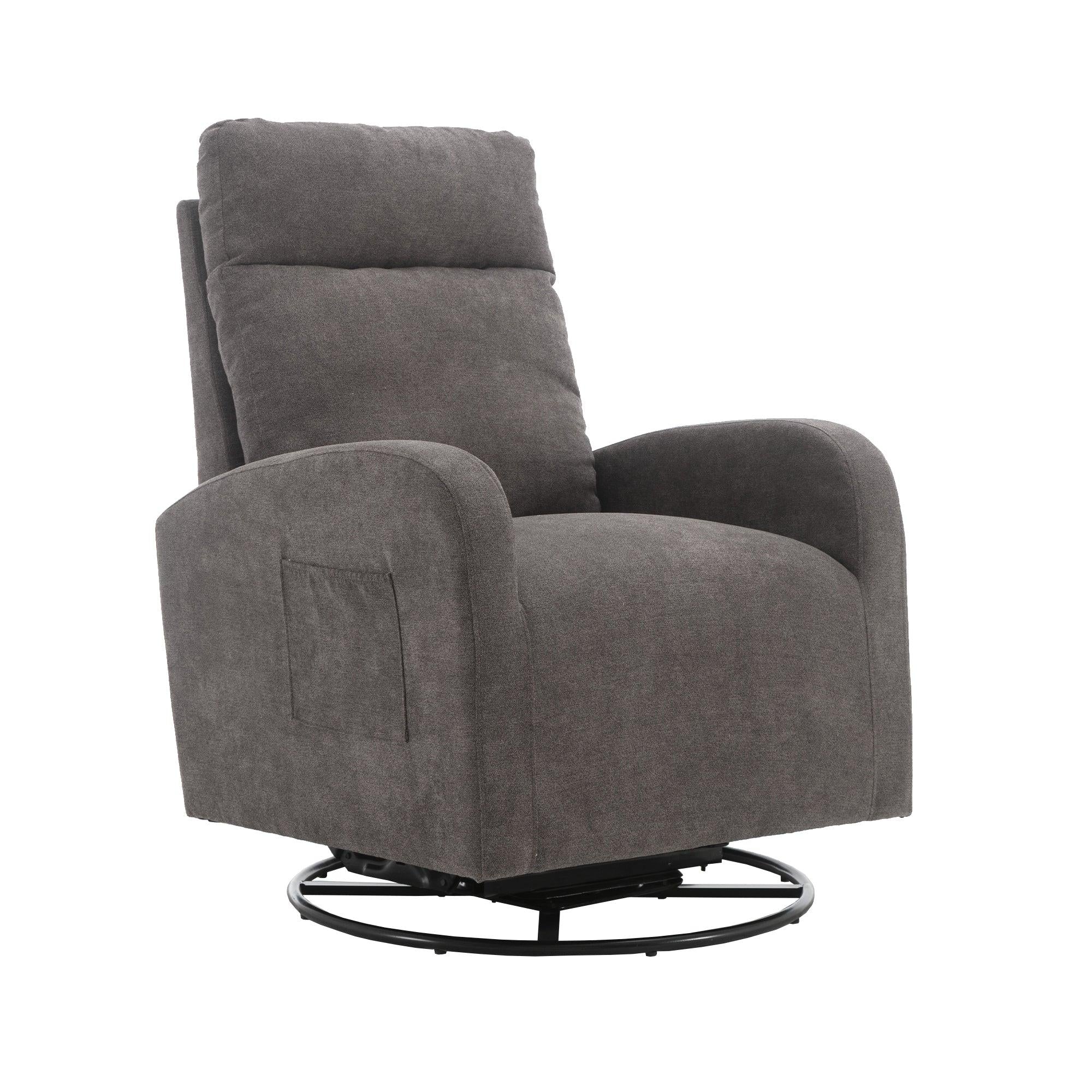 Upholstered Swivel Glider.Rocking Chair for Nursery in Dark Grey.Modern Style One Left Bag