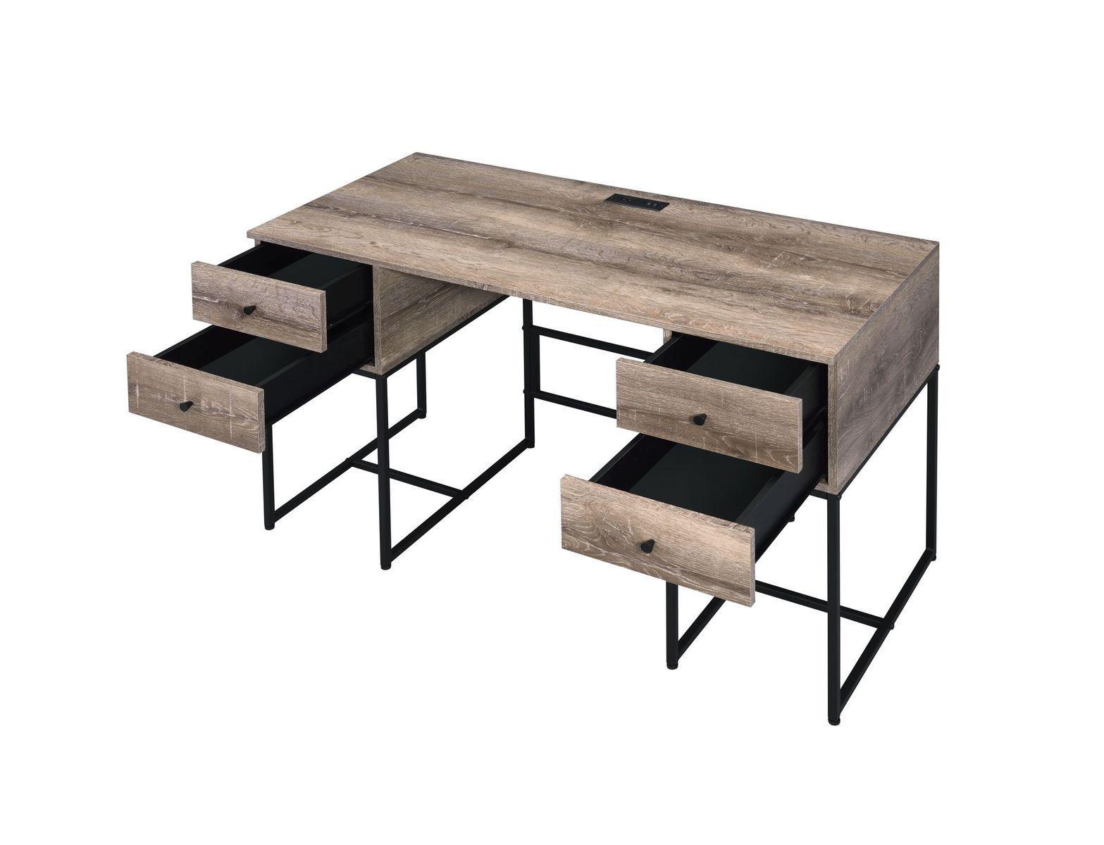 ACME Desirre Desk, Rustic Oak & Black 92640