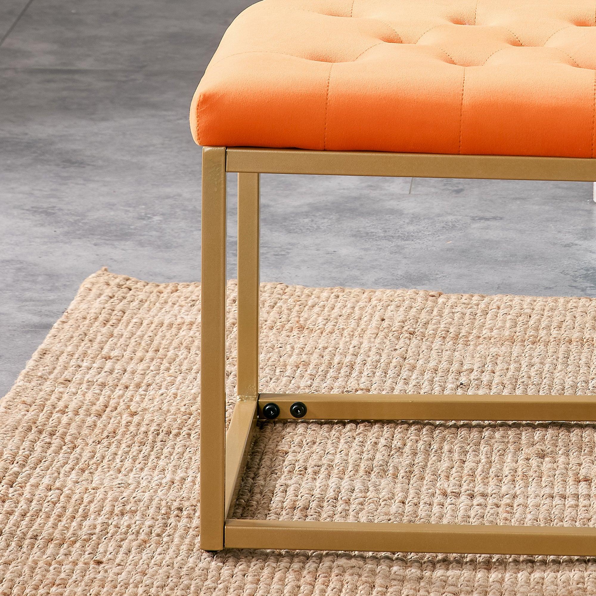 Chair VelvetShoe Changing Stool, Orange Footstool, Square Vanity Chair, Sofa stool,Makup Stool .Vanity Seat ,Rest stool. Piano Bench .Suitable for Clothes Shop,Living Room