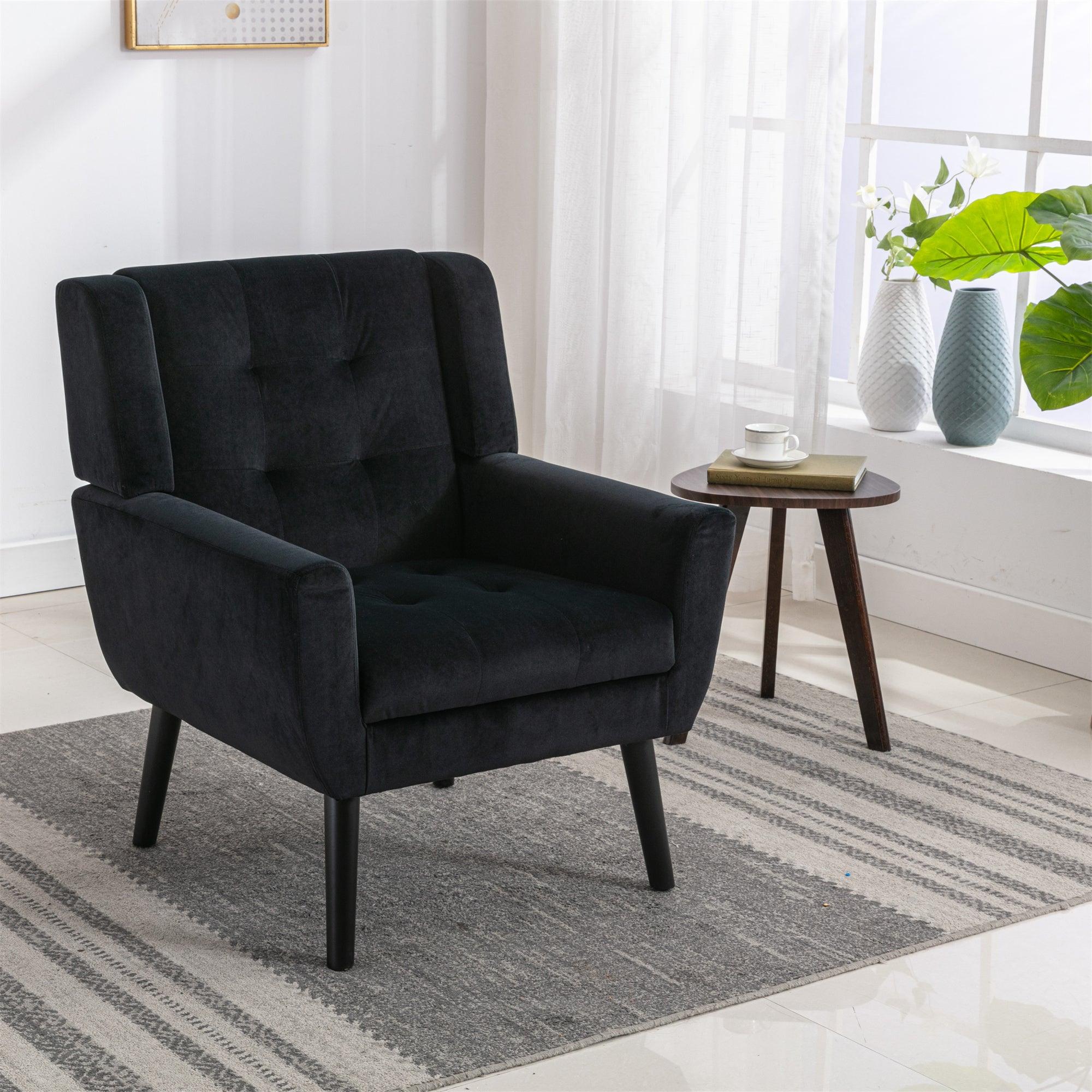 Modern Soft Velvet Material Ergonomics Accent Chair Living Room Chair Bedroom Chair Home Chair With Black Legs For Indoor Home image