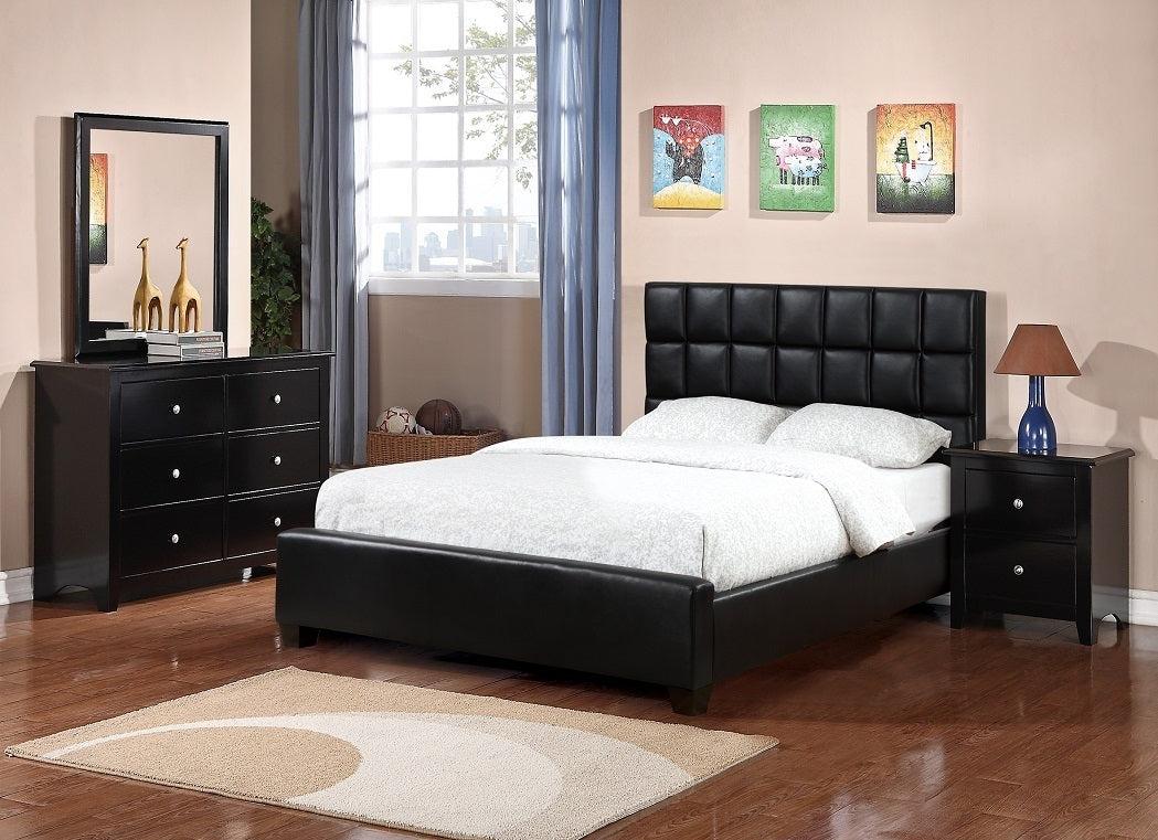 Bedroom Bed Side Table Nightstand Black Color Wooden 2 Drawers Table