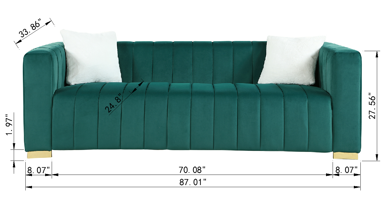 AModern  channel sofa  take on a traditional Chesterfield,Dark Green color,3 Seater