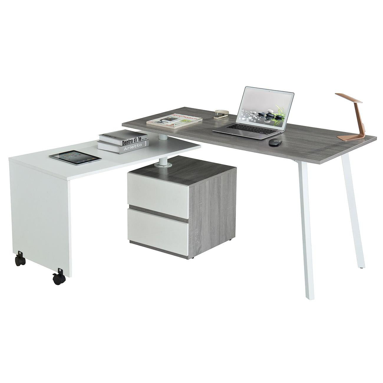 Techni Mobili Rotating Multi-PositionalModern Desk, Grey