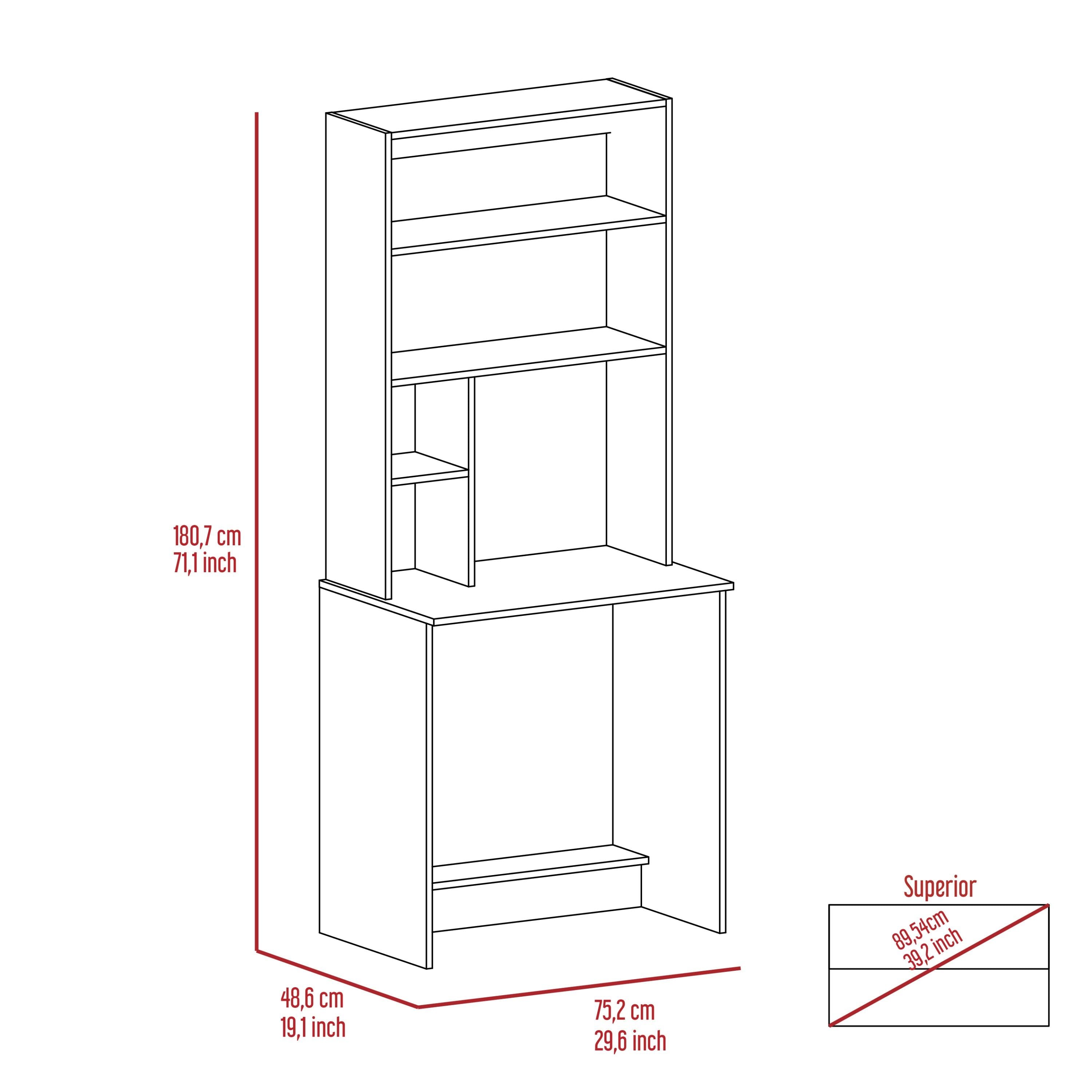 Halaby 4-Shelf Computer Desk with Hutch Black Wengue