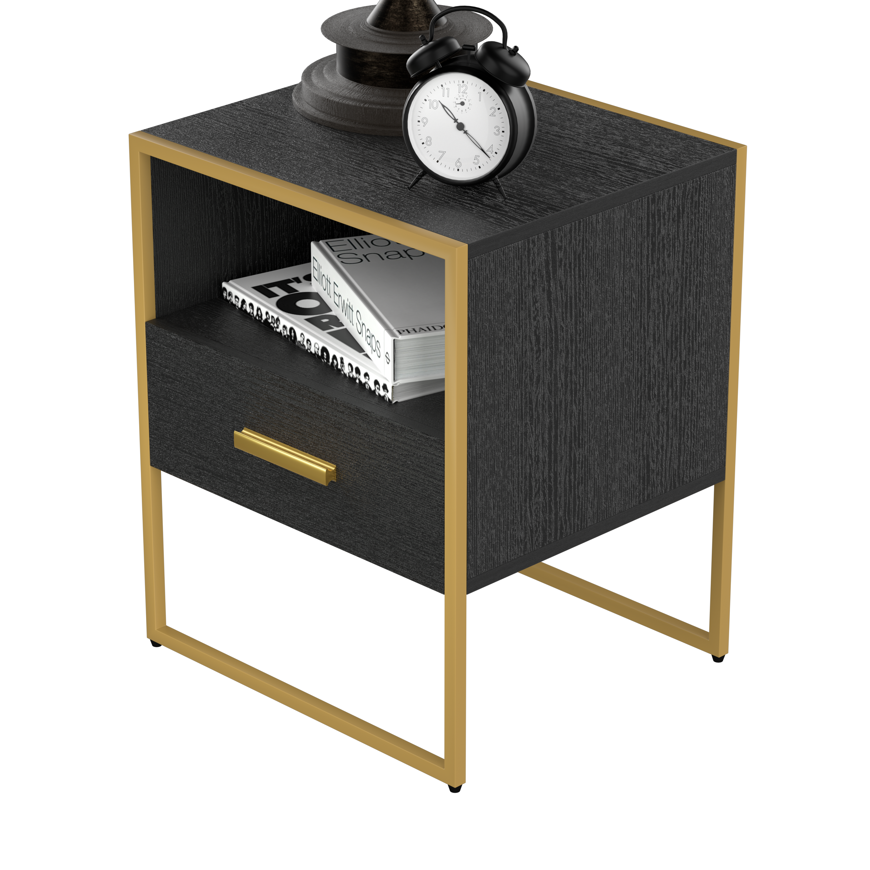 UpdateModern Nightstand with 1Drawers, Suitable for Bedroom/Living Room/Side Table (ld and Black )