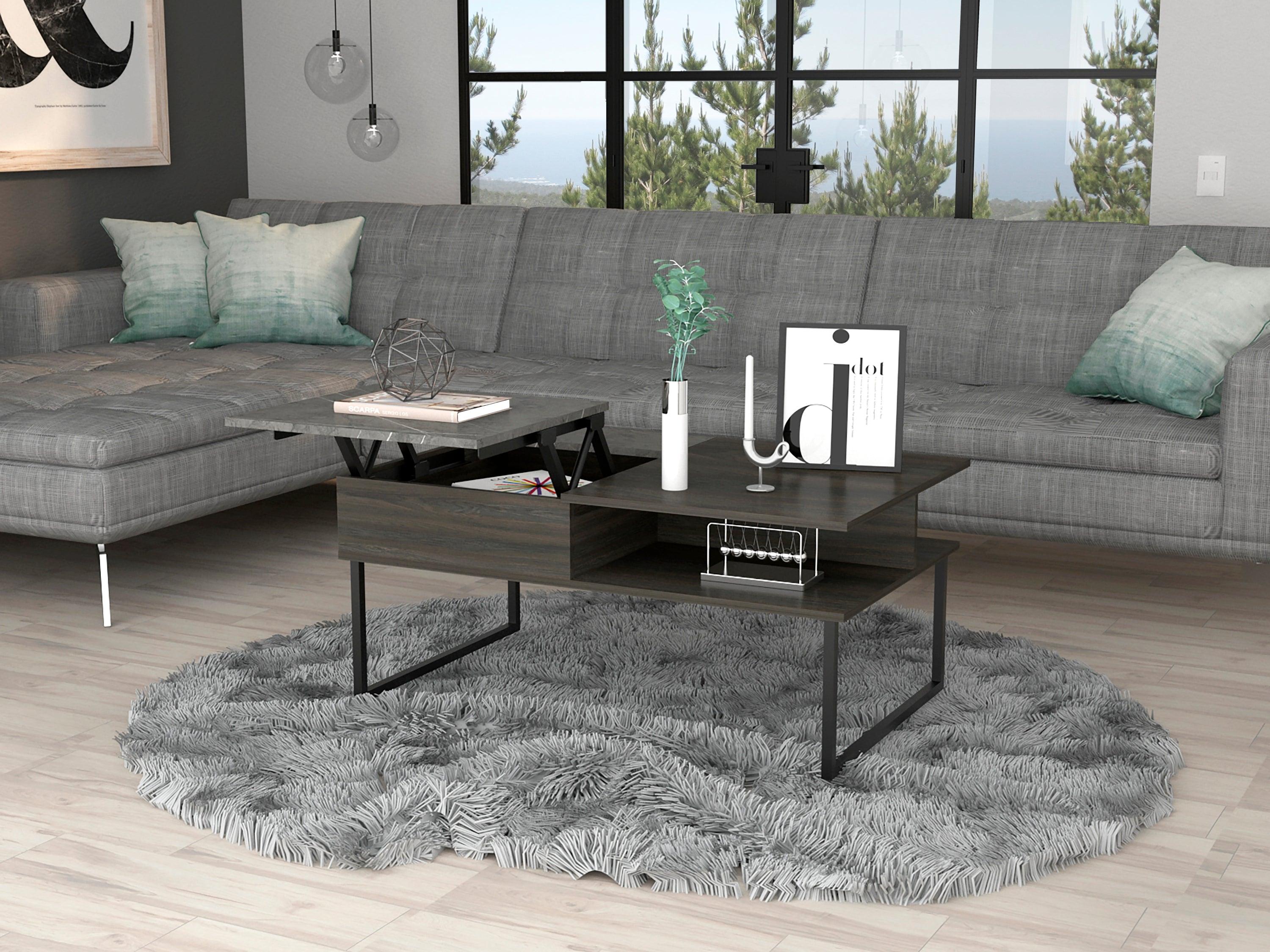 Squire 1-Shelf Lift Top  Coffee Table Carbon Espresso and Onyx