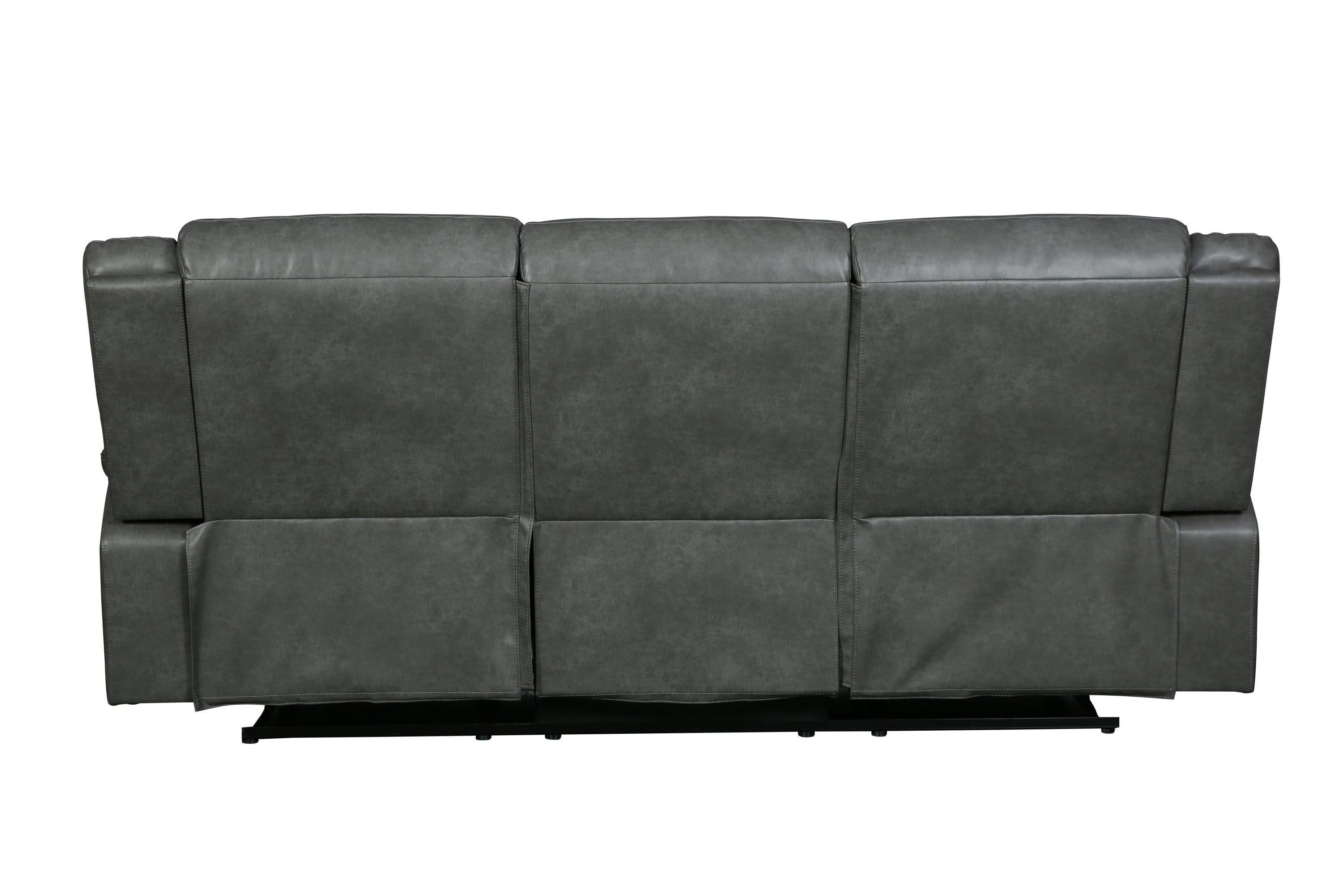 Global United Transitional Leather-Air Reclining Sofa