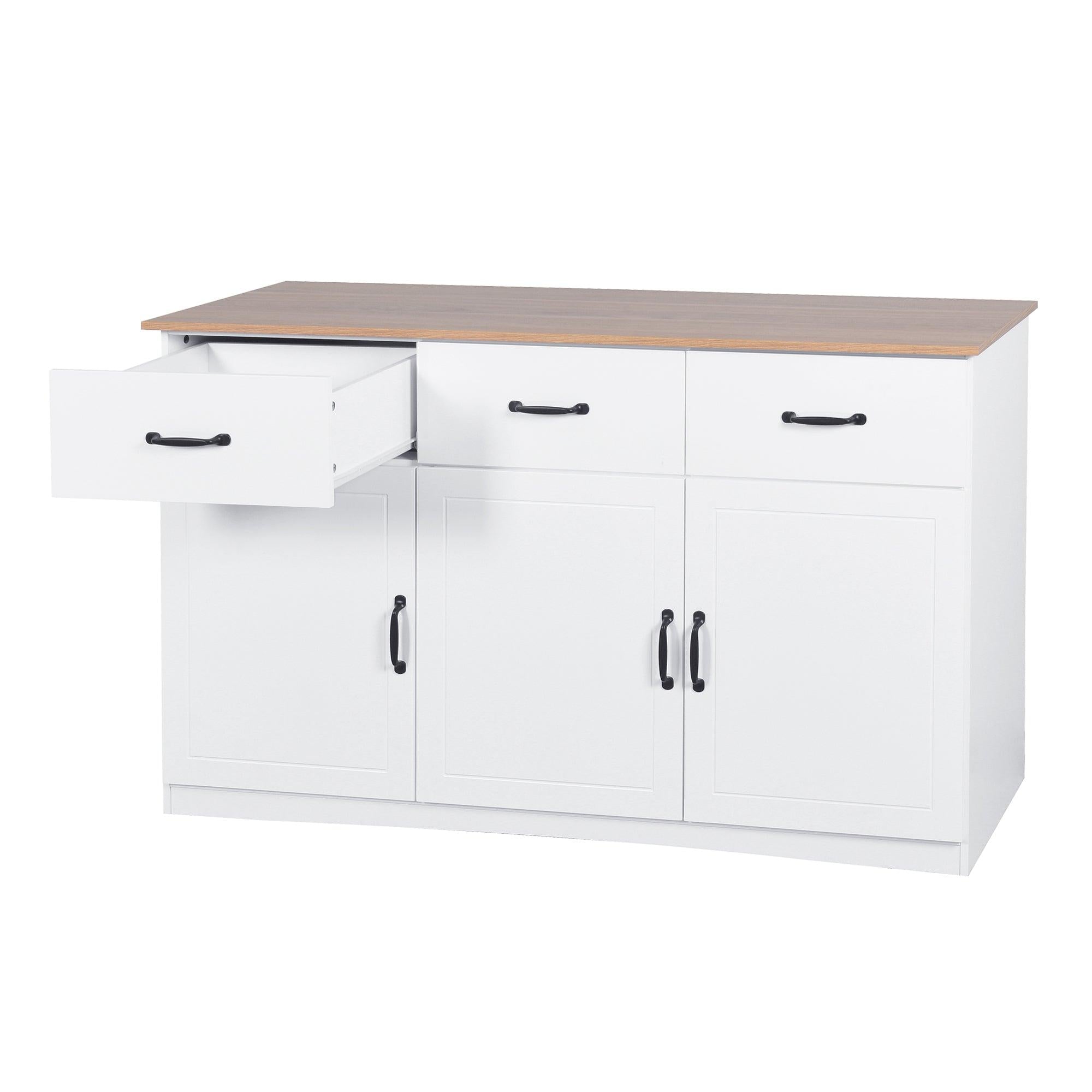 White Buffet Cabinet withStorage, Kitchen Sideboard with 3 Doors and 3 Drawers, Coffee Bar Cabinet,Storage Cabinet Console Table for Living Room