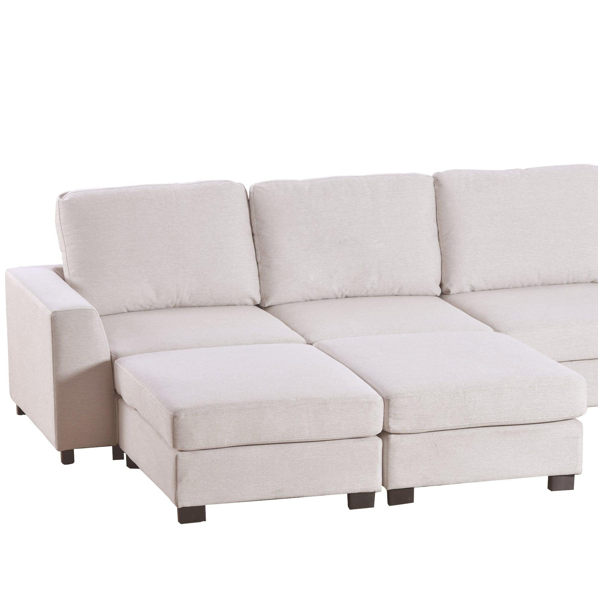 3 Pieces U shaped Sofa with Removable Ottomans