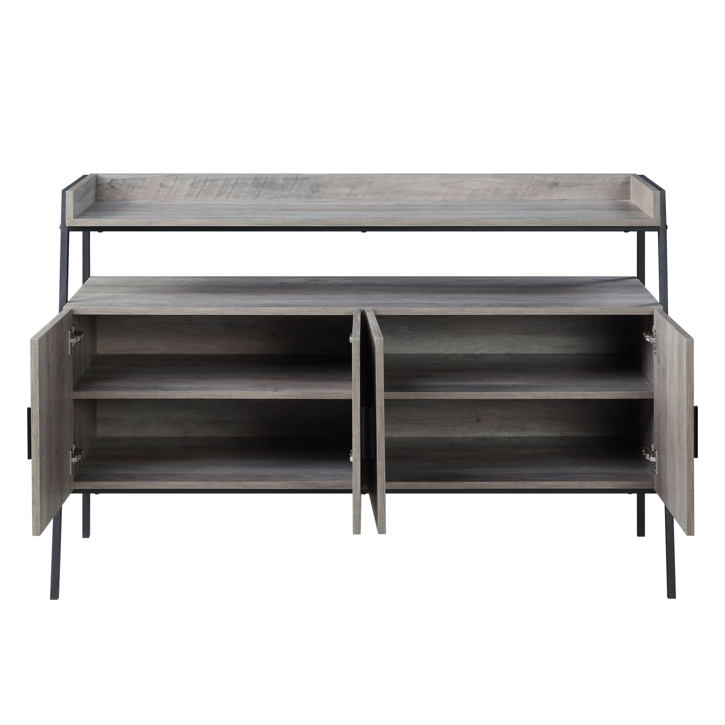 ACME Samiya TV Stand , Gray Oak & Black Finish LV00151