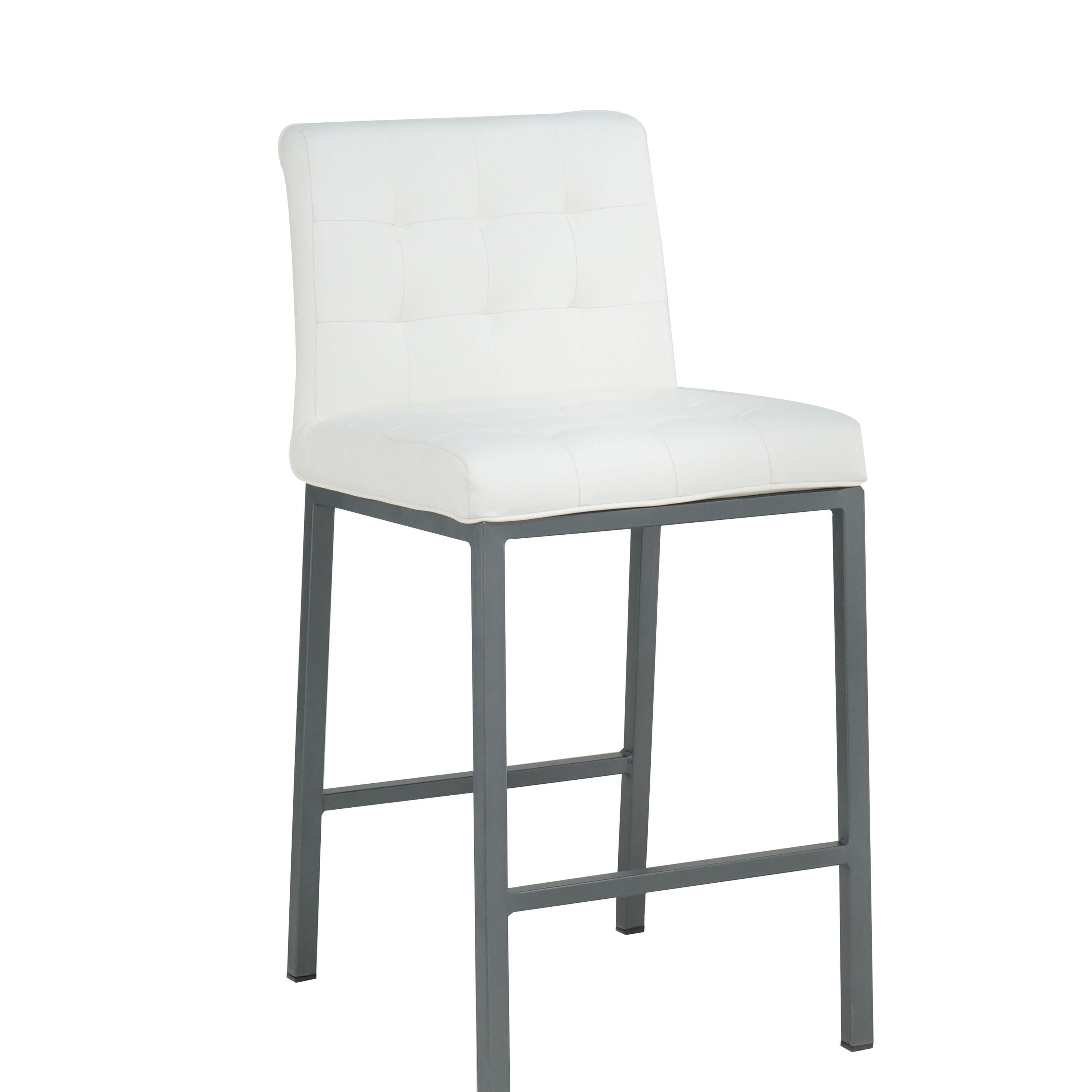 CheapModern Design High Counter Stool metal legs Kitchen Restaurant white pu Bar Chair(set of 2)