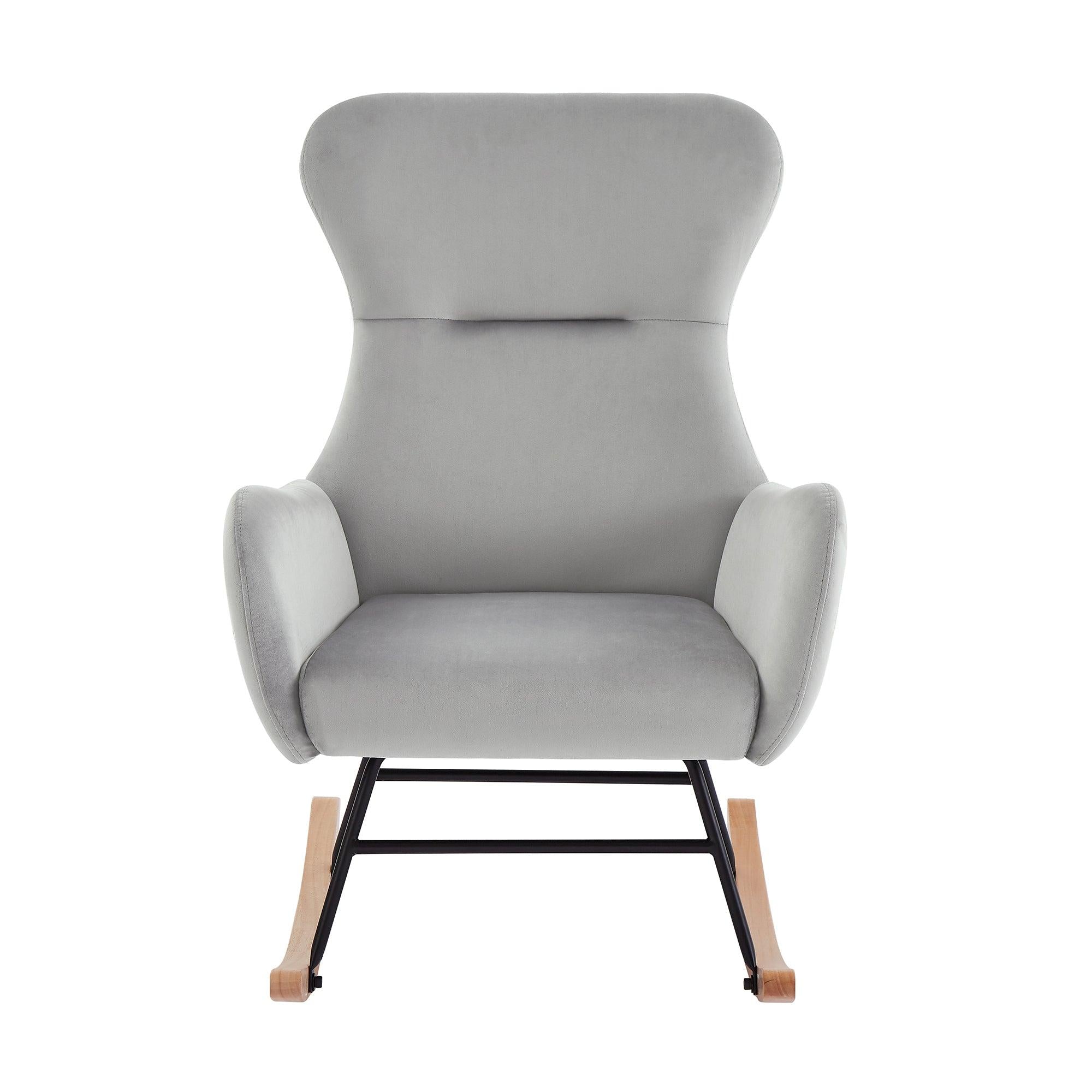 grey velvet rocking chair