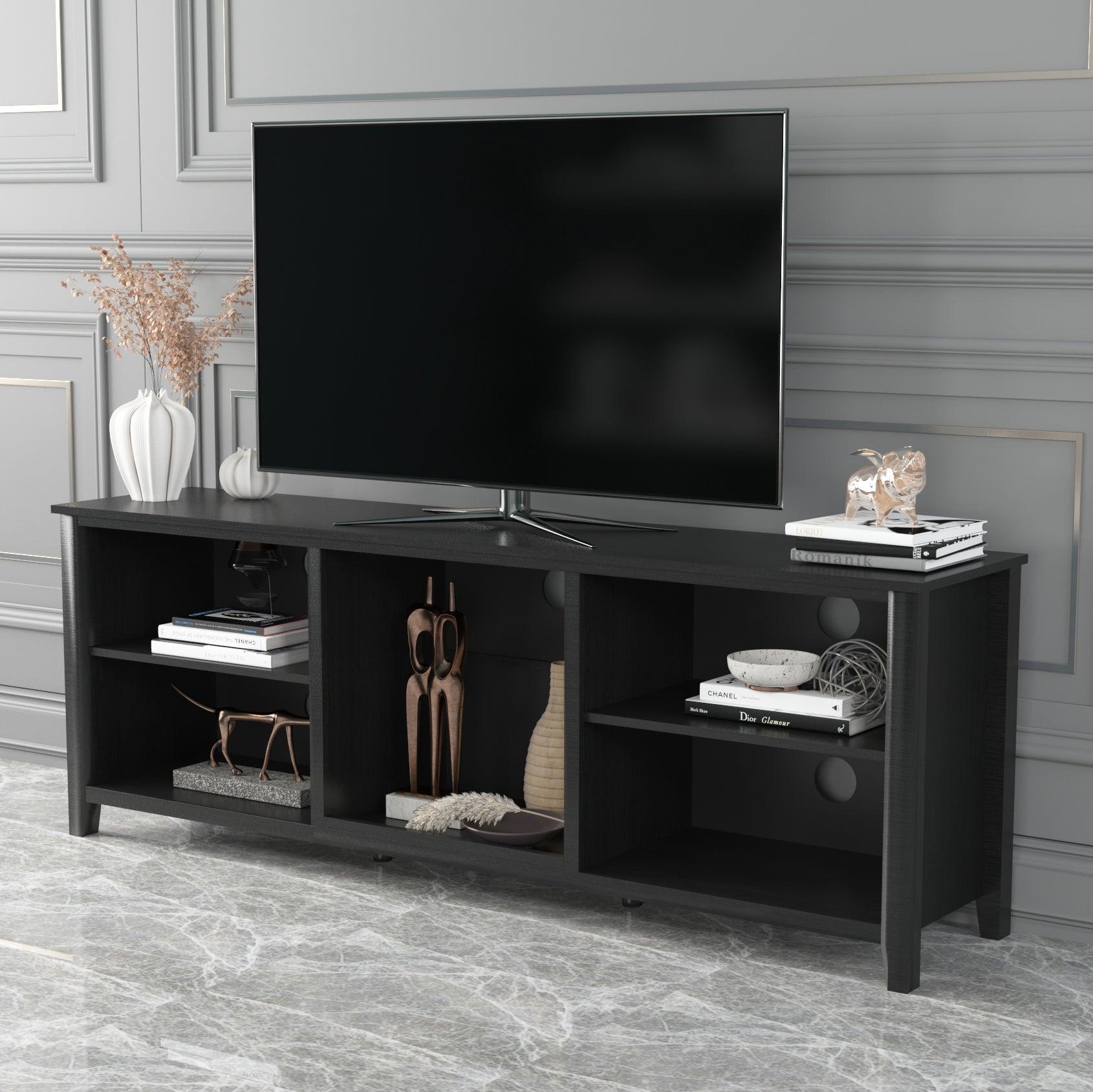 TV StandStorage Media Console Entertainment Center,Tradition Black,wihout drawer image