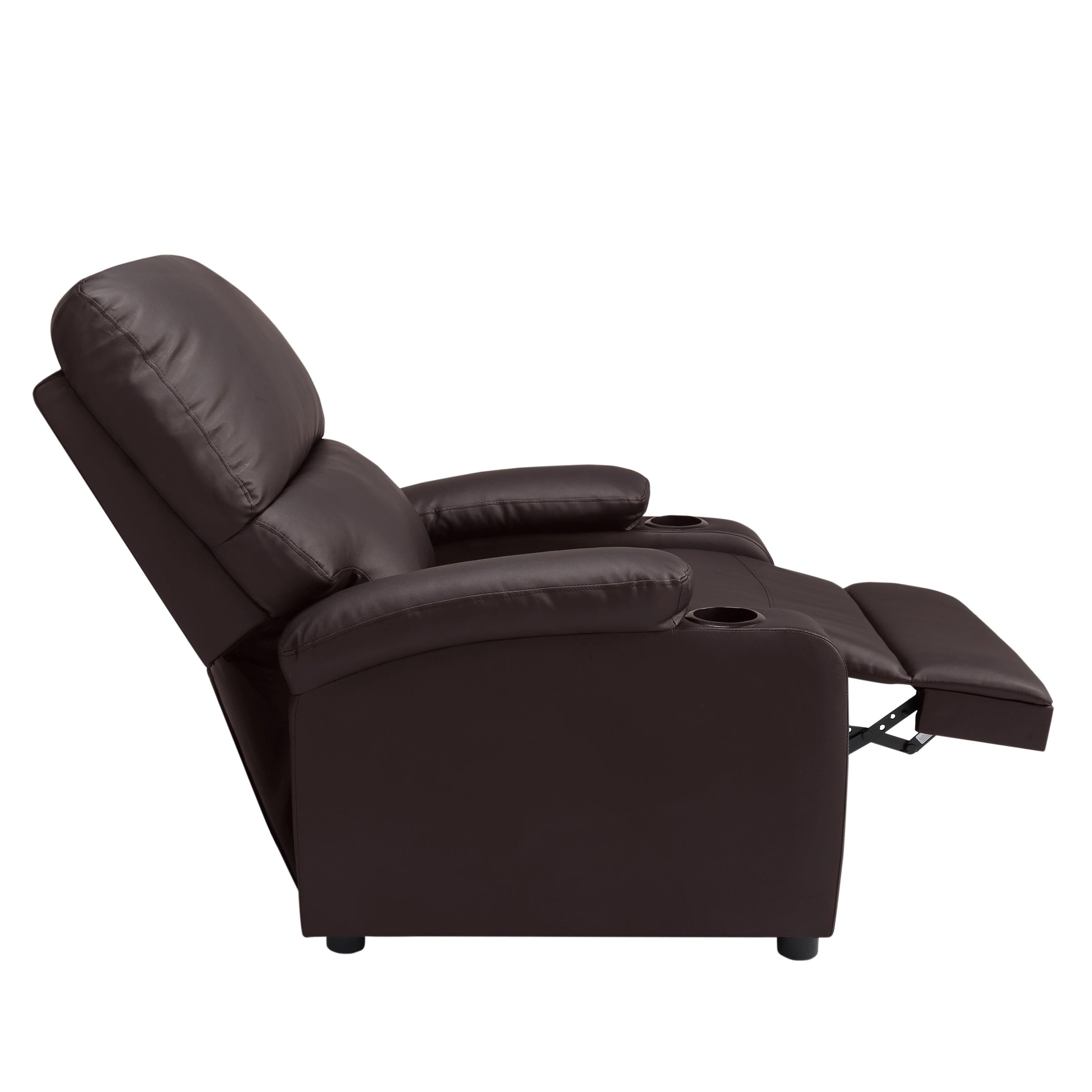 31.5” Faux leather reclining chair Brown Pu