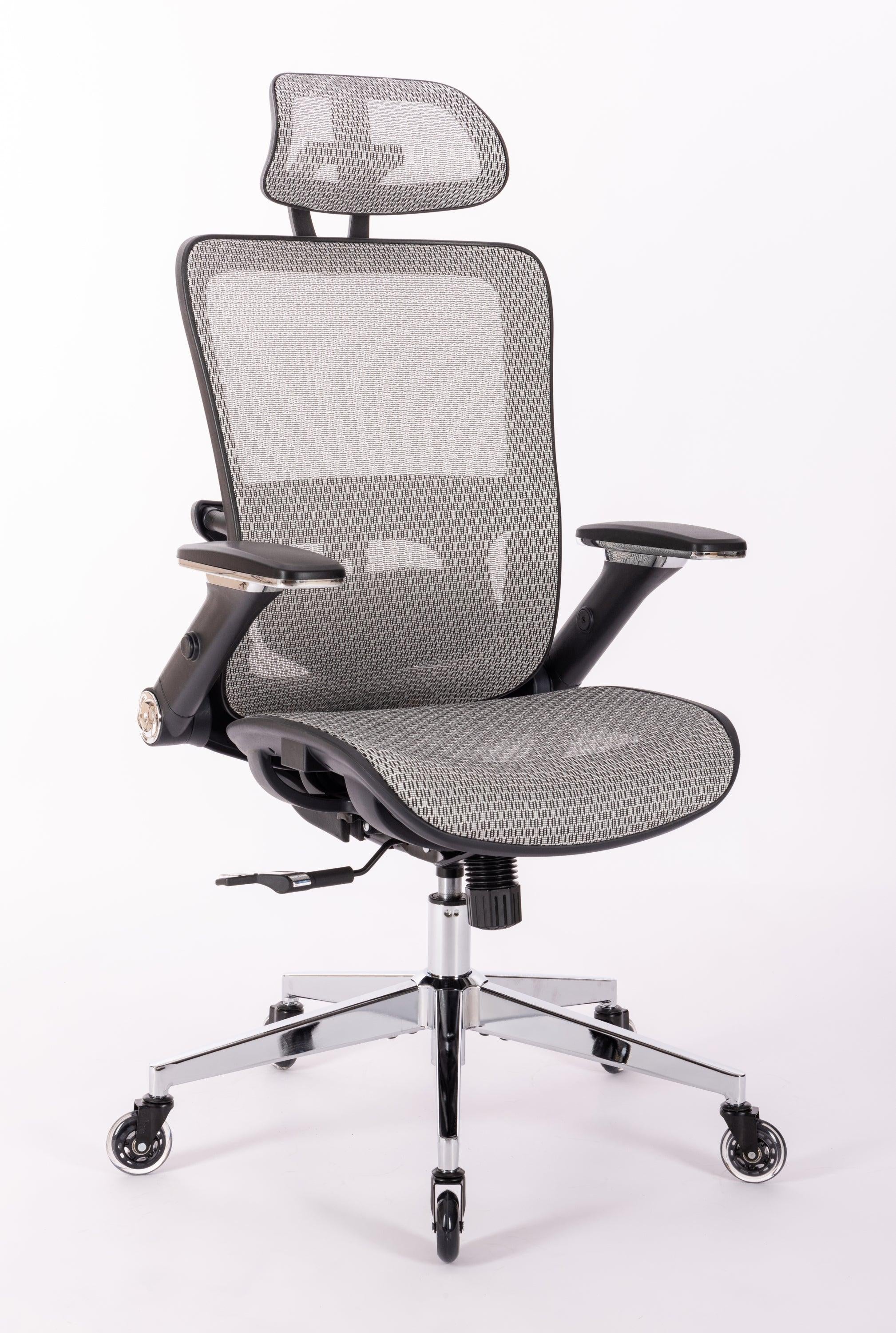 Ergonomic Mesh Office Chair - Rolling Home Desk Chair with 4D Adjustable Flip Armrests,  Adjustable Lumbar Support and Blade Wheels(GREY MESH) image