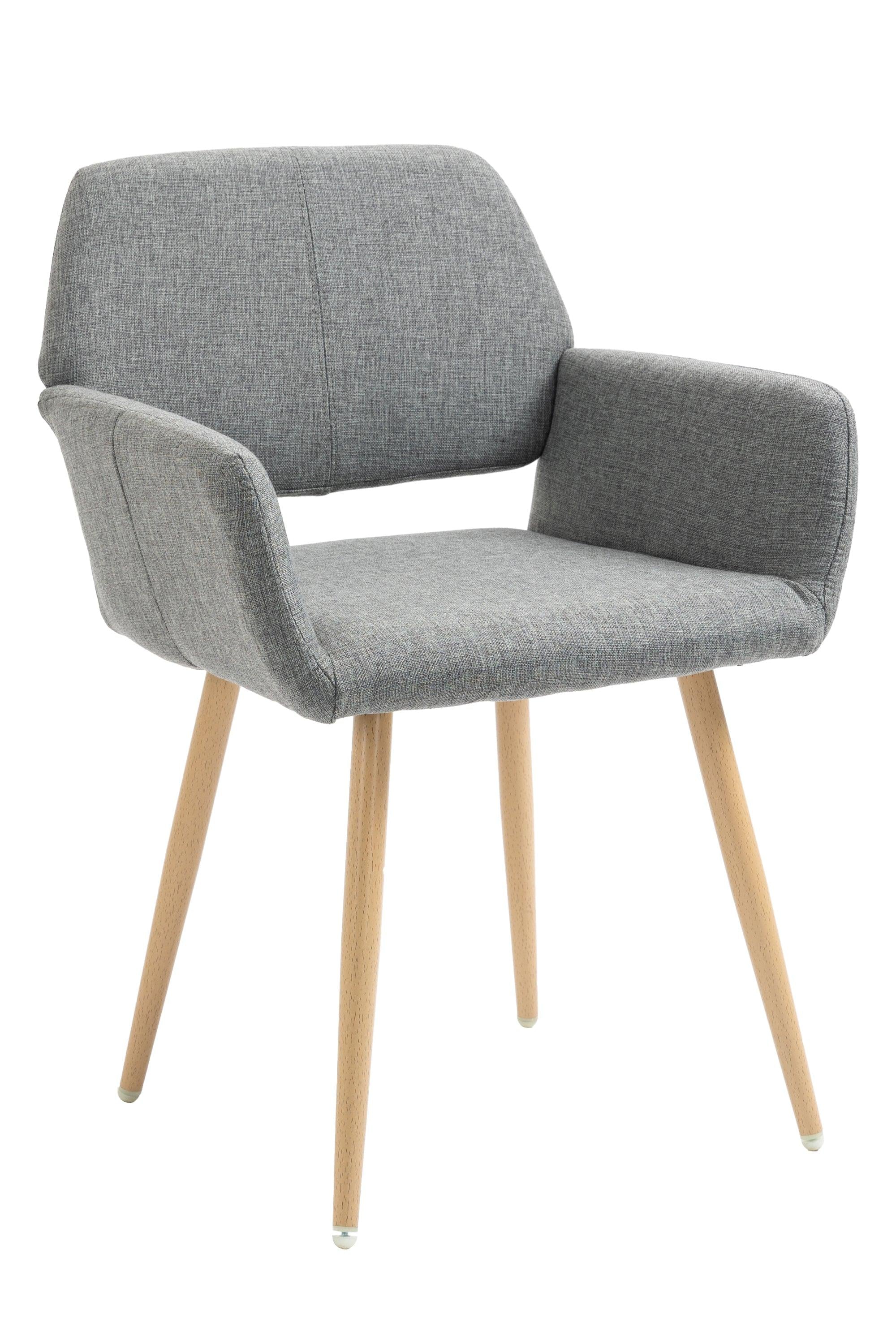 Fabric Upholstered Side Dining Chair with Metal Leg(Gray fabric+Beech Wooden Printing Leg),KD backrest image