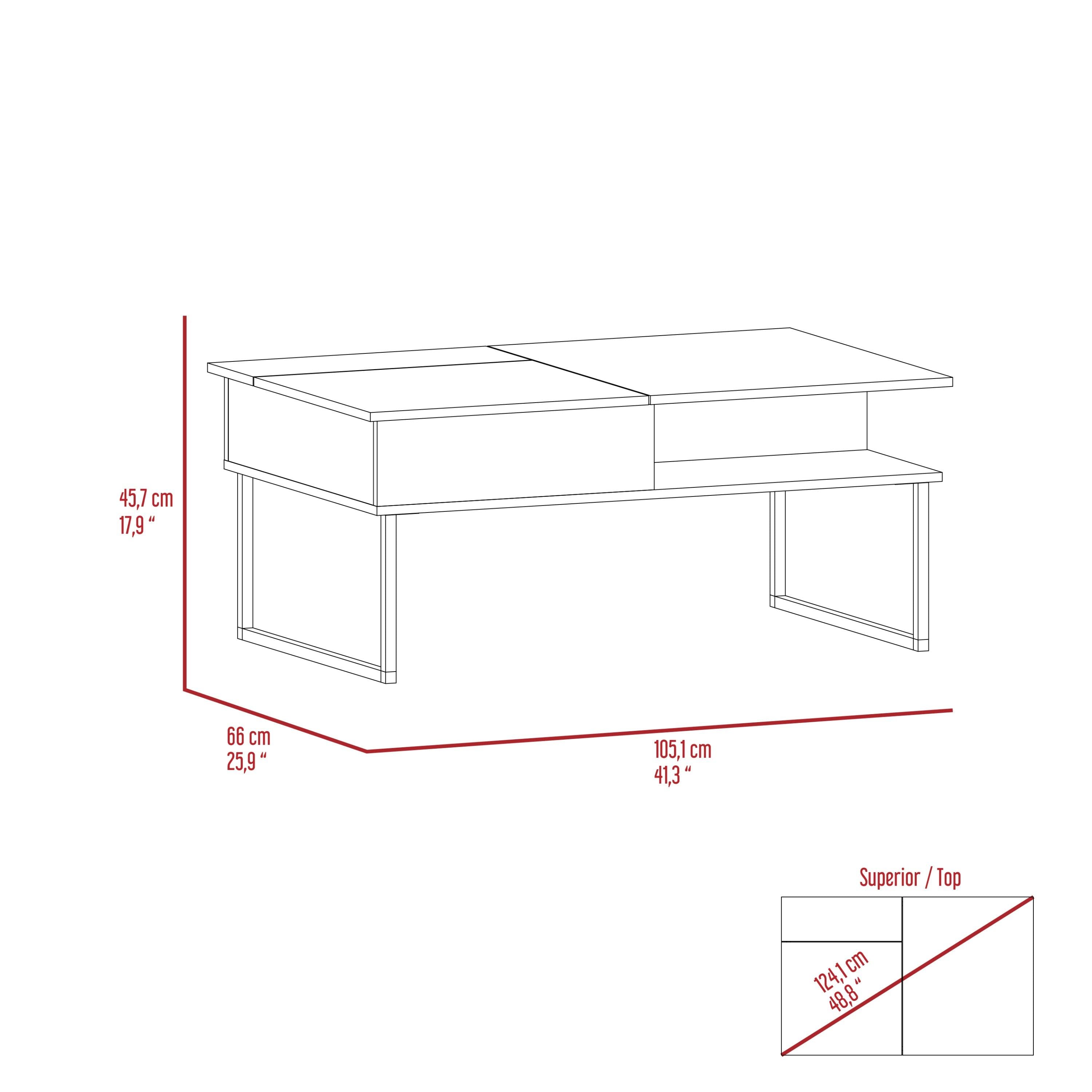 Squire 1-Shelf Lift Top  Coffee Table Carbon Espresso and Onyx