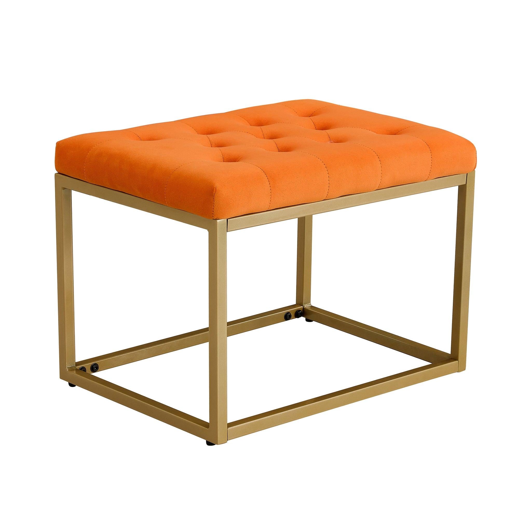 Chair VelvetShoe Changing Stool, Orange Footstool, Square Vanity Chair, Sofa stool,Makup Stool .Vanity Seat ,Rest stool. Piano Bench .Suitable for Clothes Shop,Living Room