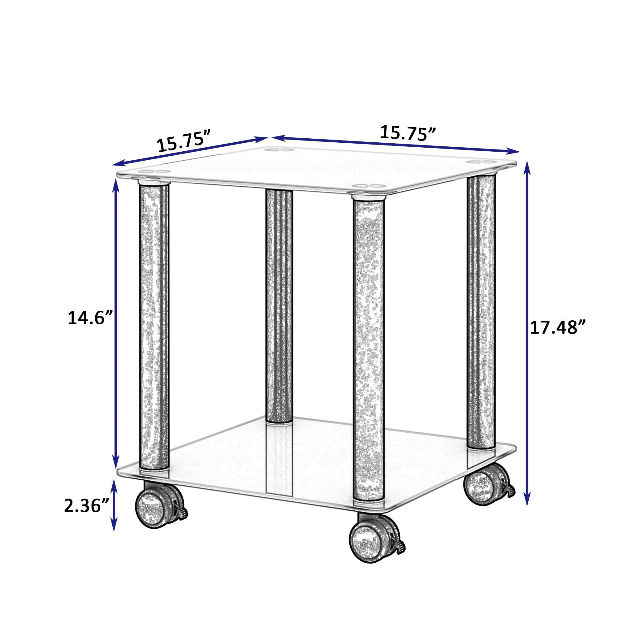 1-Piece White+Black Side Table , 2-Tier Space End Table ,Modern Night Stand, Sofa table, Side Table withStorage Shelve