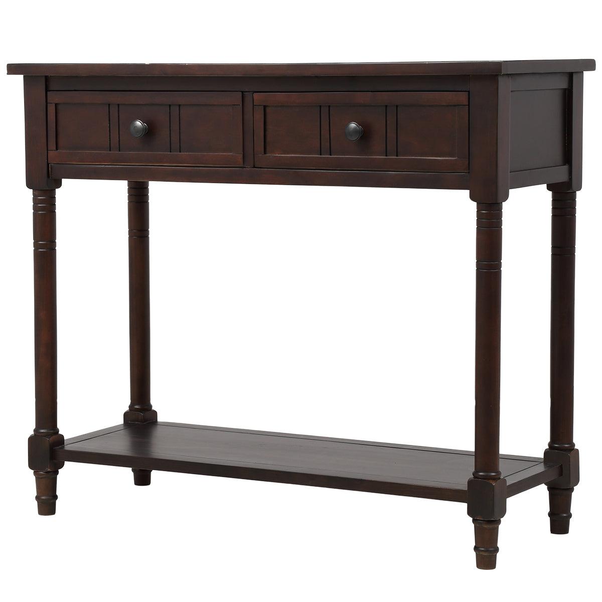 Daisy Series Console Table Traditional Design with Two Drawers and Bottom Shelf (Espresso)