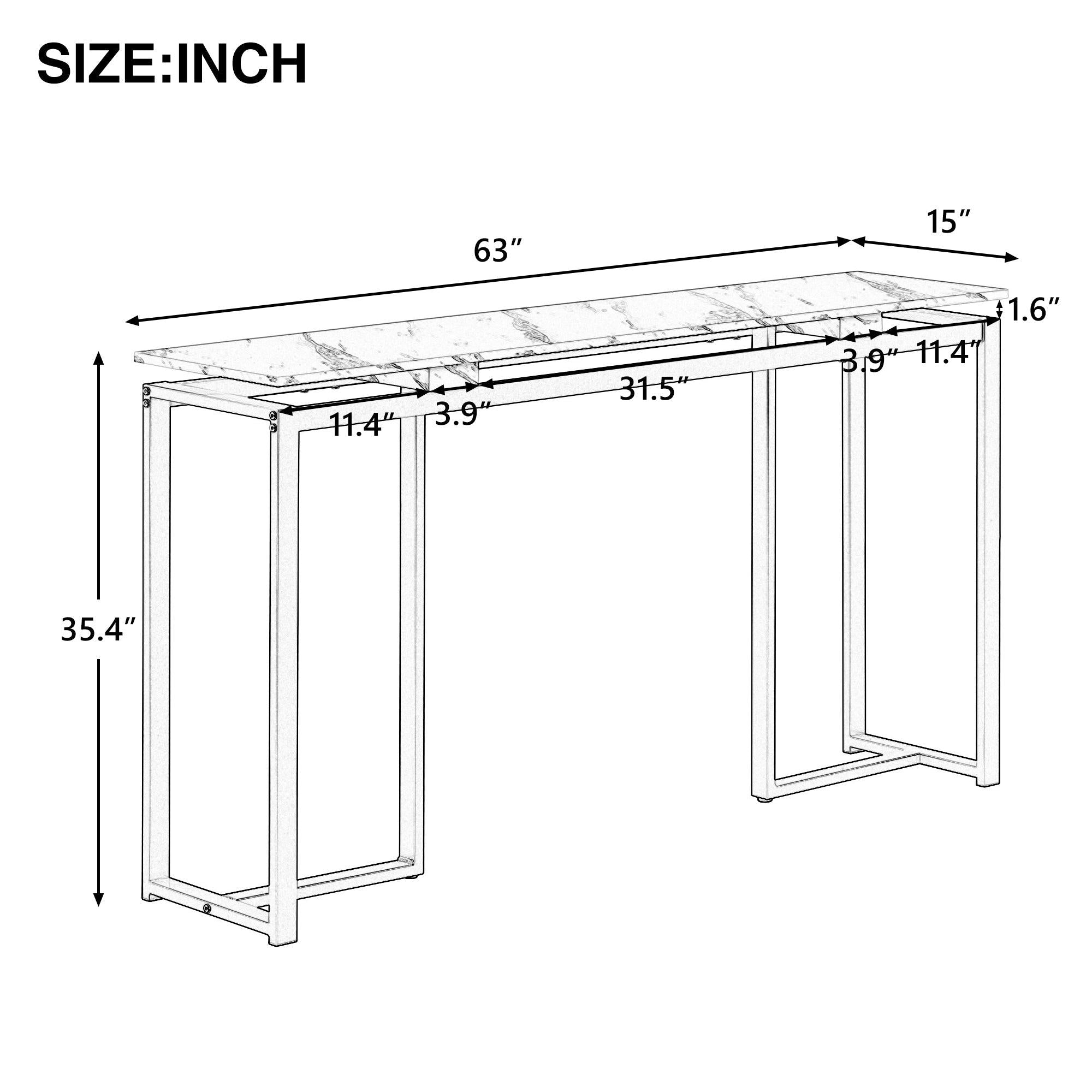 63''Modern Console Table, Extra Long Entryway Table with Metal Frame for Entryway, Hallway, Living Room, Foyer, Corridor, Office