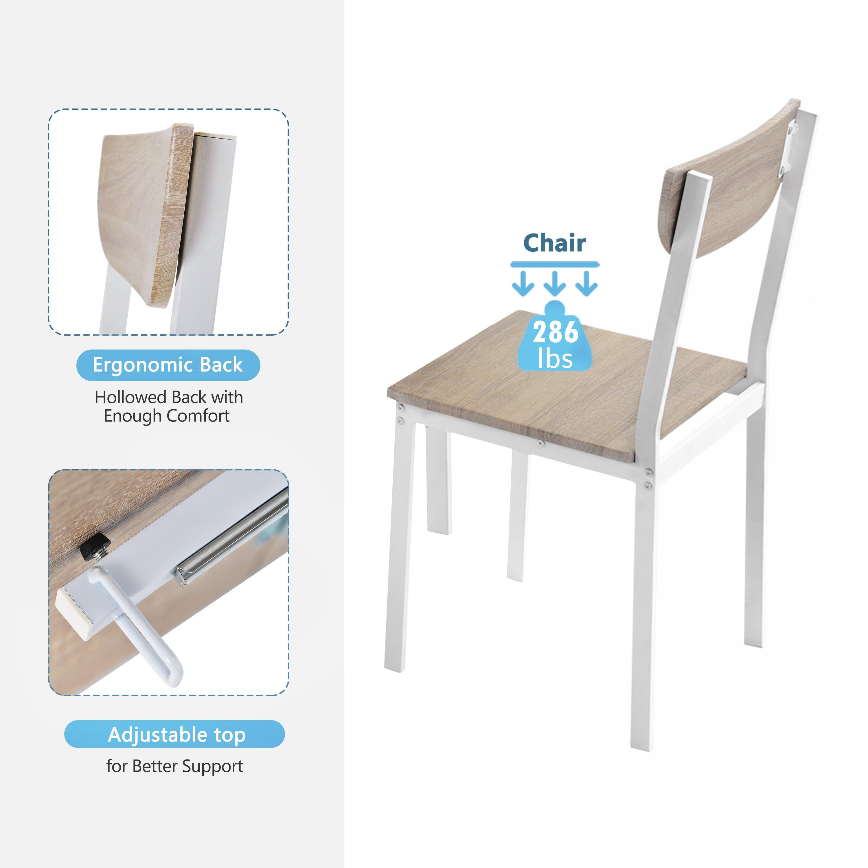 5-pieceModern Metal Dining Set with 1 Drop Leaf Dining Table and 4 chairs Home Kitchen Furniture Dinette Set (Oak Finish)