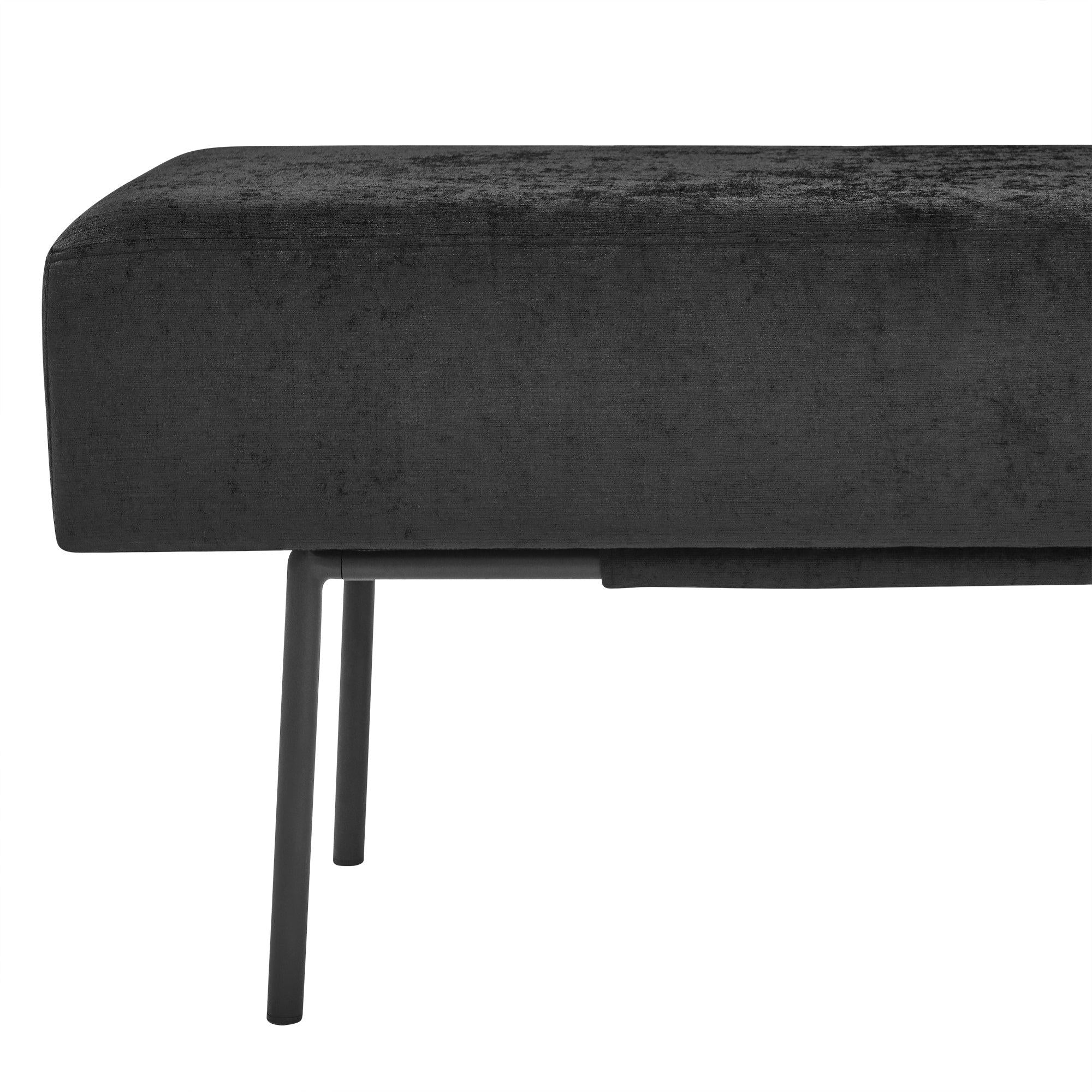 Contemporary Style Bedroom Chenille Upholstered Bench, Black,( 45'' x13''x 17''）