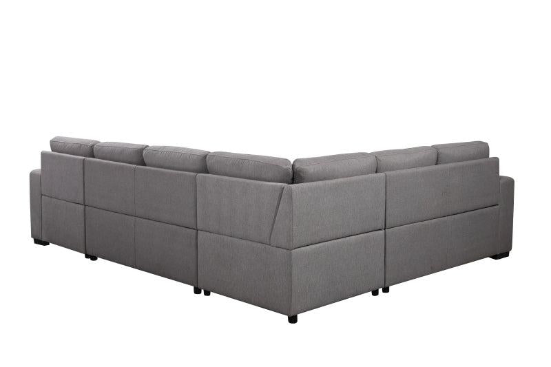 123" Oversized Sectional Sofa withStorage Chaise, U Shaped Sectional Couch with 4 Throw Pillows for Large Space Dorm Apartment. Grey