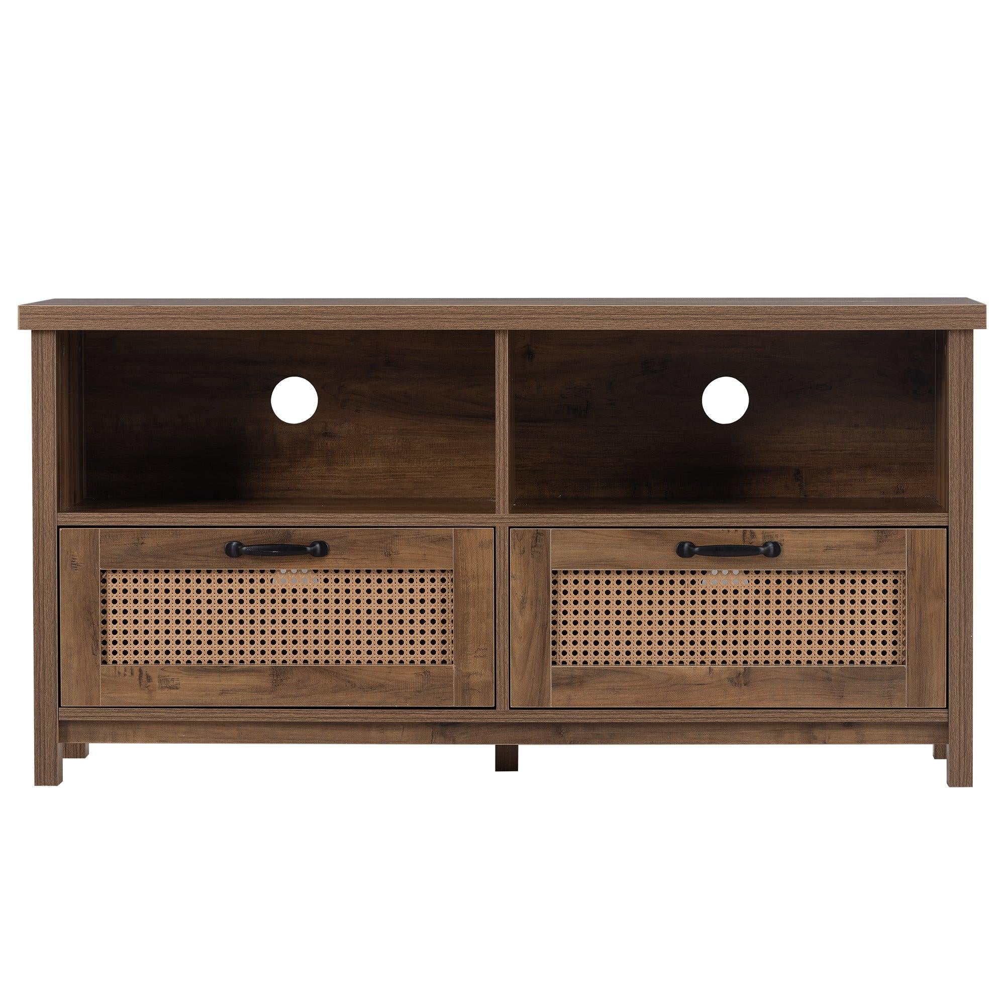 TV Stand FOR 55 INCH TV,With drawerStorage in the living room or media room,Modern TV cabinet, entertainment cabinet, media console,rustic browndesign,Modern TV cabinet, yellow