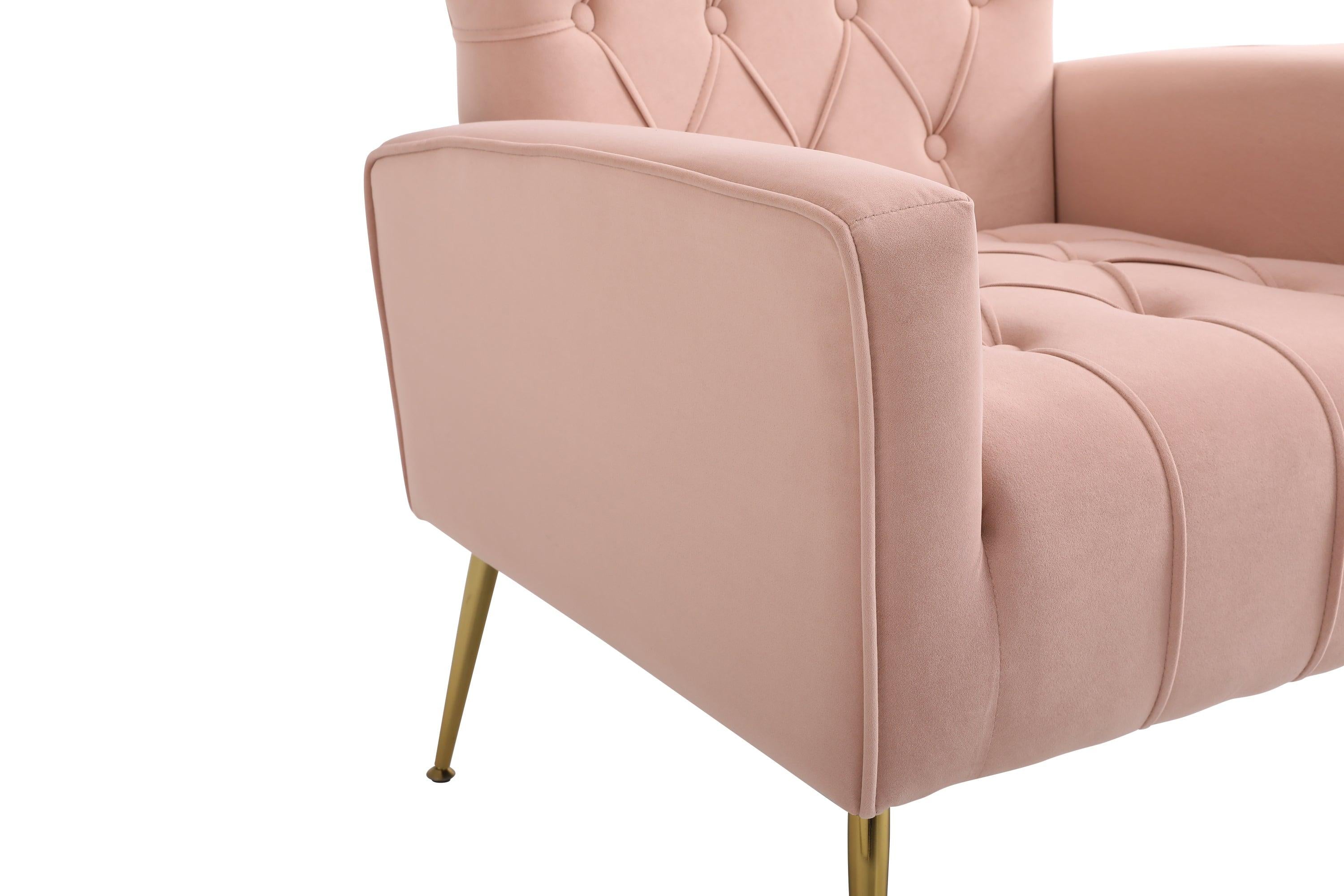 Modern Accent Chair with Ottoman,  Comfy  Armchair for Living Room, Bedroom, Apartment, Office (Pink)