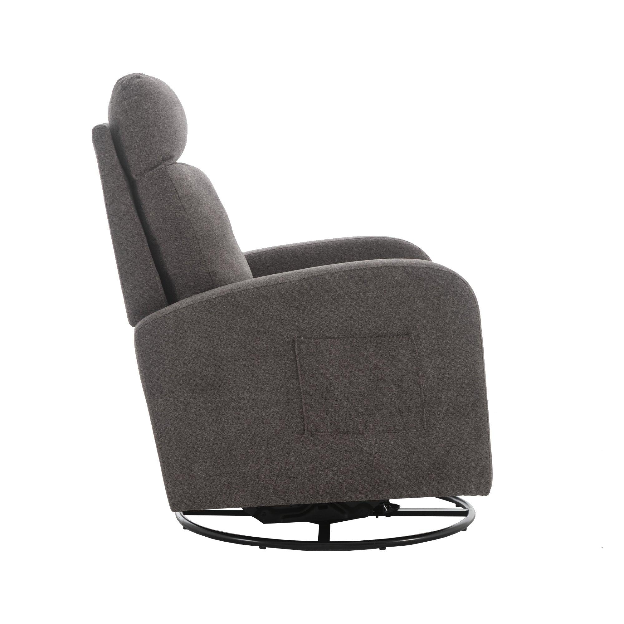 Upholstered Swivel Glider.Rocking Chair for Nursery in Dark Grey.Modern Style One Left Bag