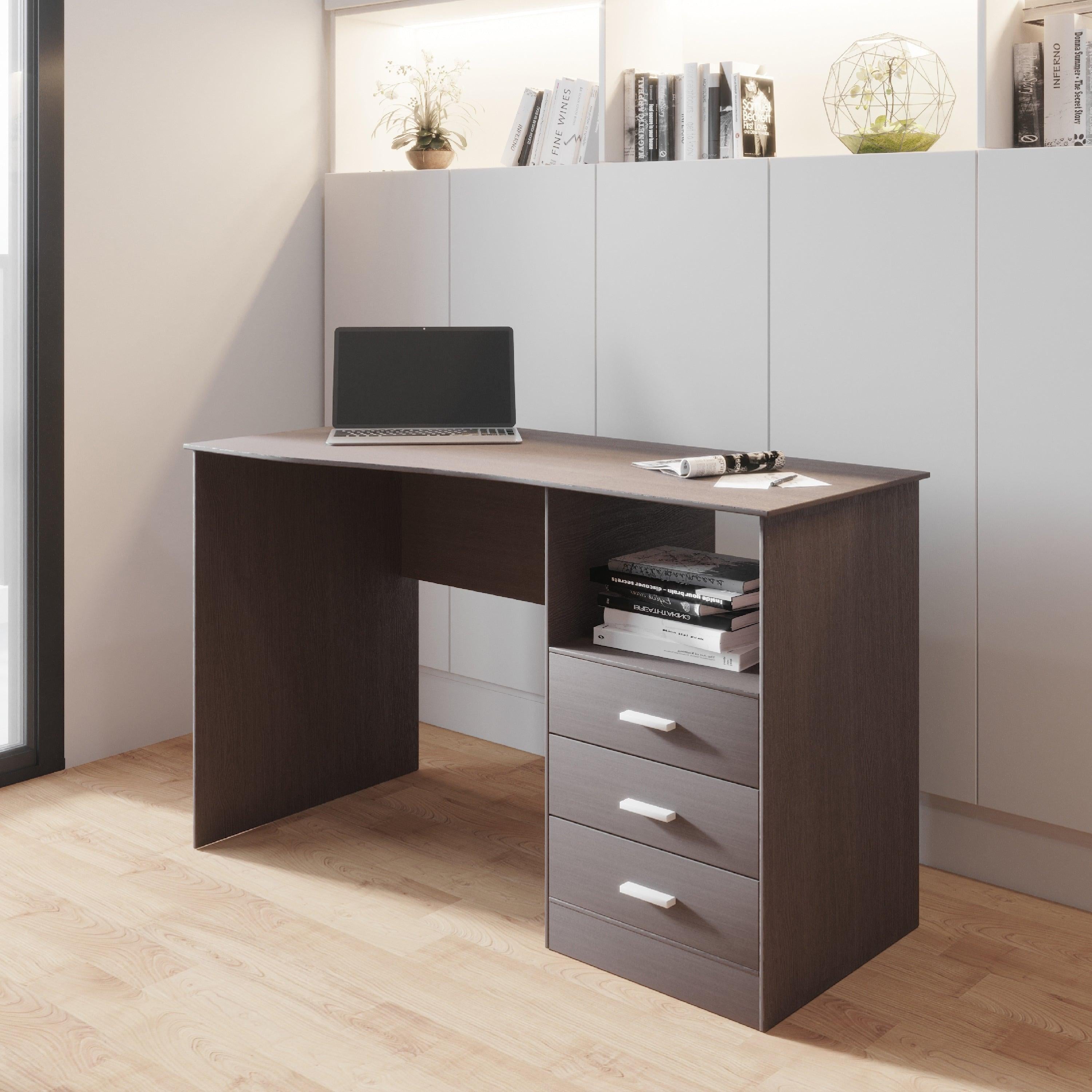 Techni Mobili Classic Computer Desk with Multiple Drawers, Wenge