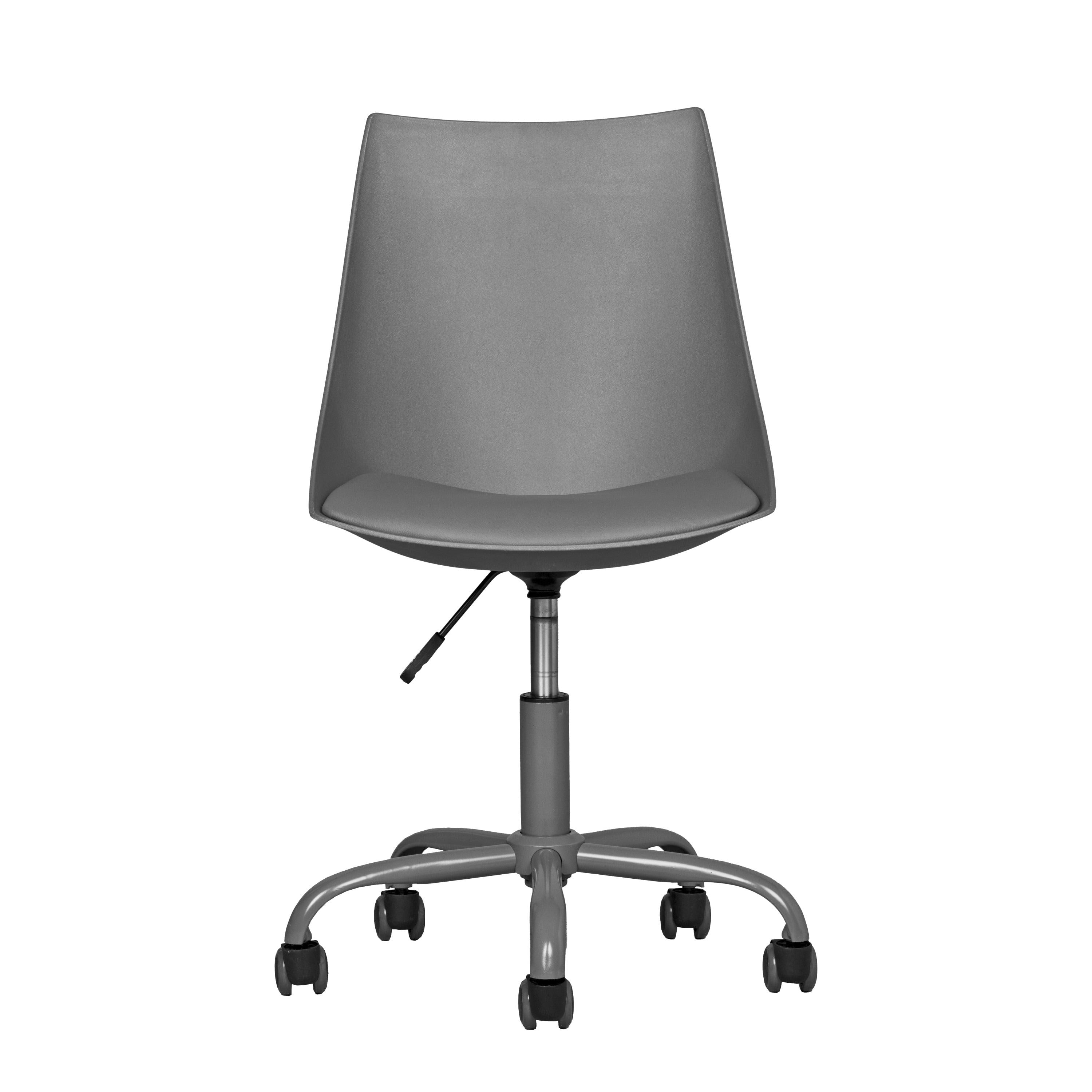 Home Office Desk Chair Computer Chair Fashion Ergonomic Task Working Chair with Wheels Height Adjustable Swivel PU Leather Grey