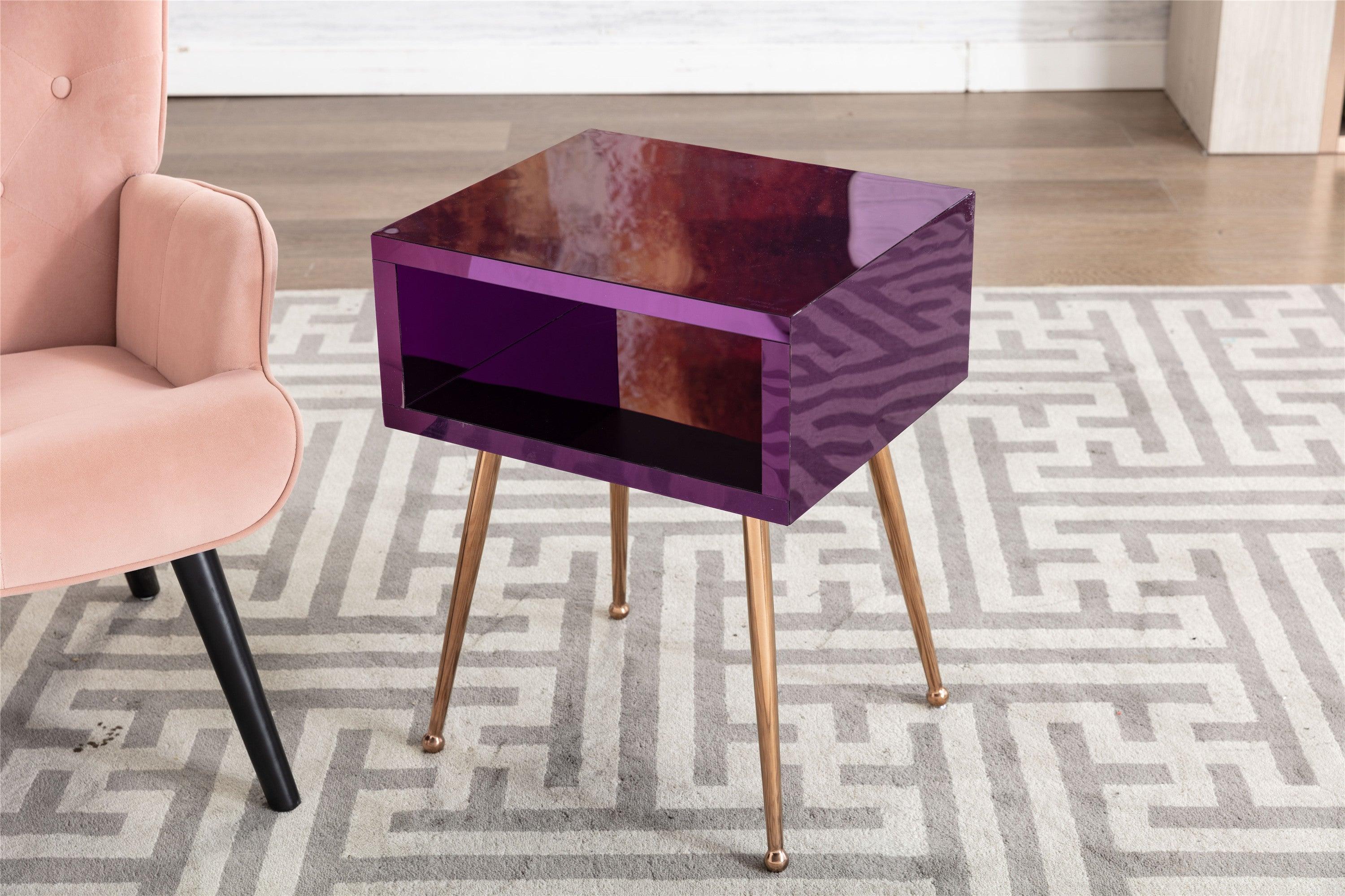 MIRROR END TABLE  MIRROR NIGHTSTAND   END&SIDE TABLE  (Purple color)