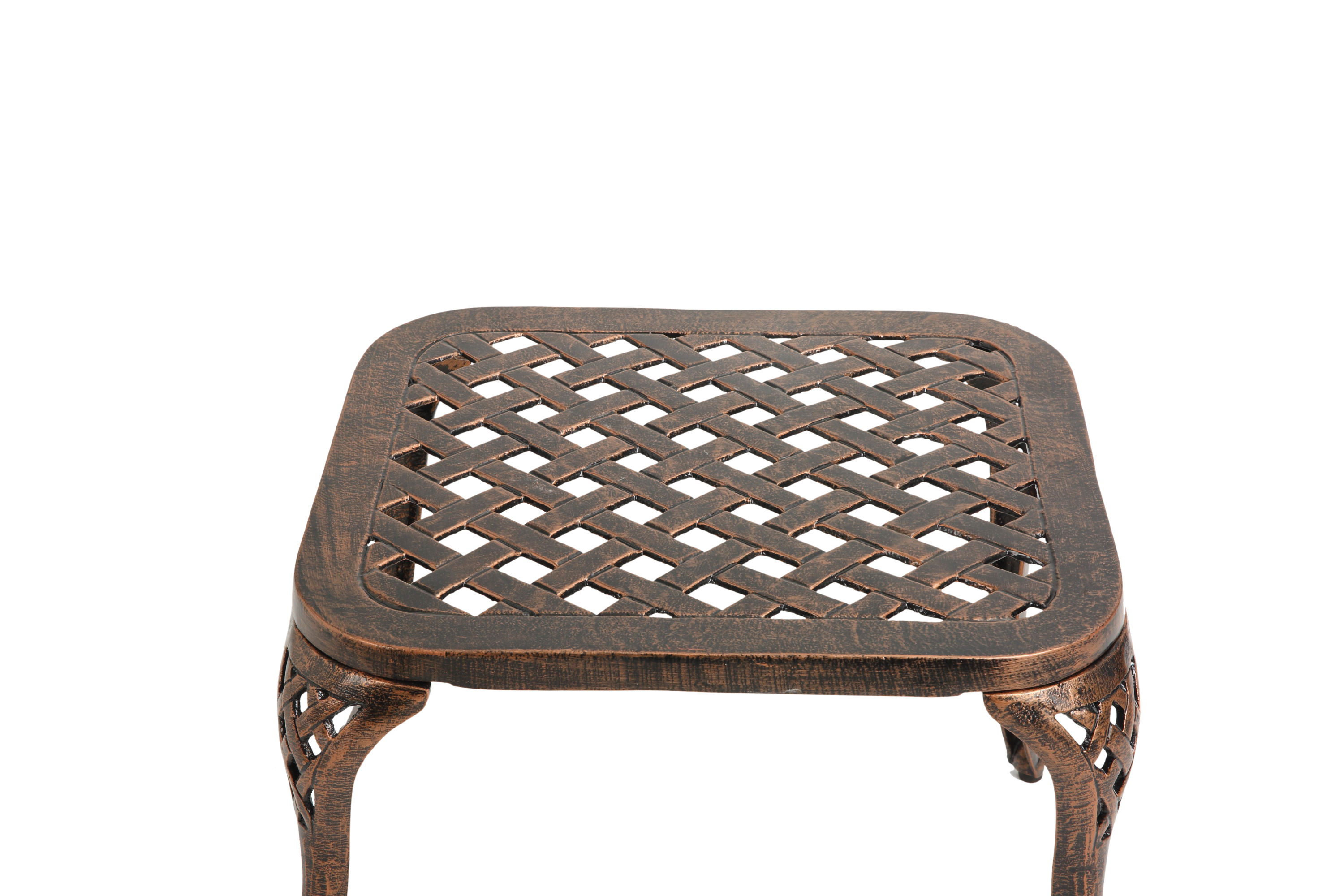 Patio End Table, Outdoor Side Table Cast Aluminum Metal Furniture - Bronze