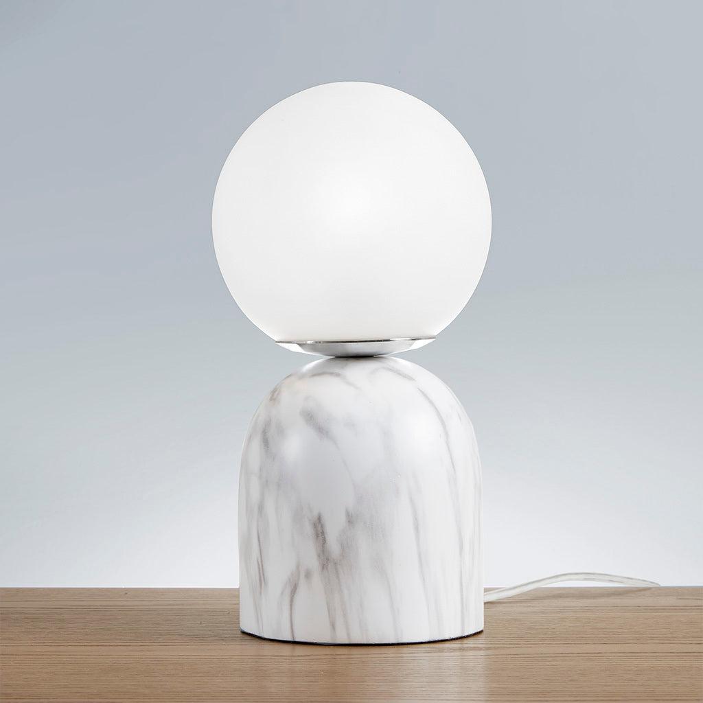 Nelia Frosted Glass Globe Resin Table Lamp