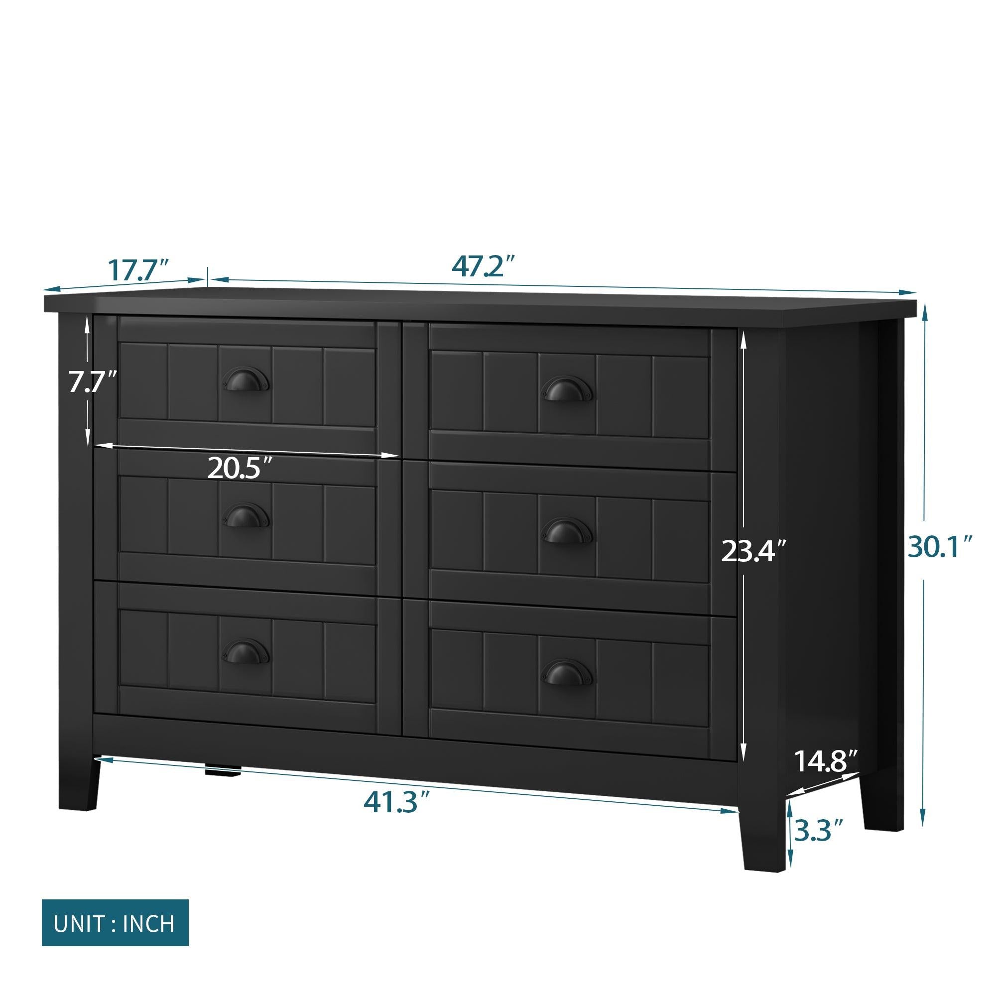 DRAWER DRESSER CABINET，BAR CABINET, storge cabinet, lockers, retro shell-shaped handle, can be placed in the living room, bedroom, dining room,black