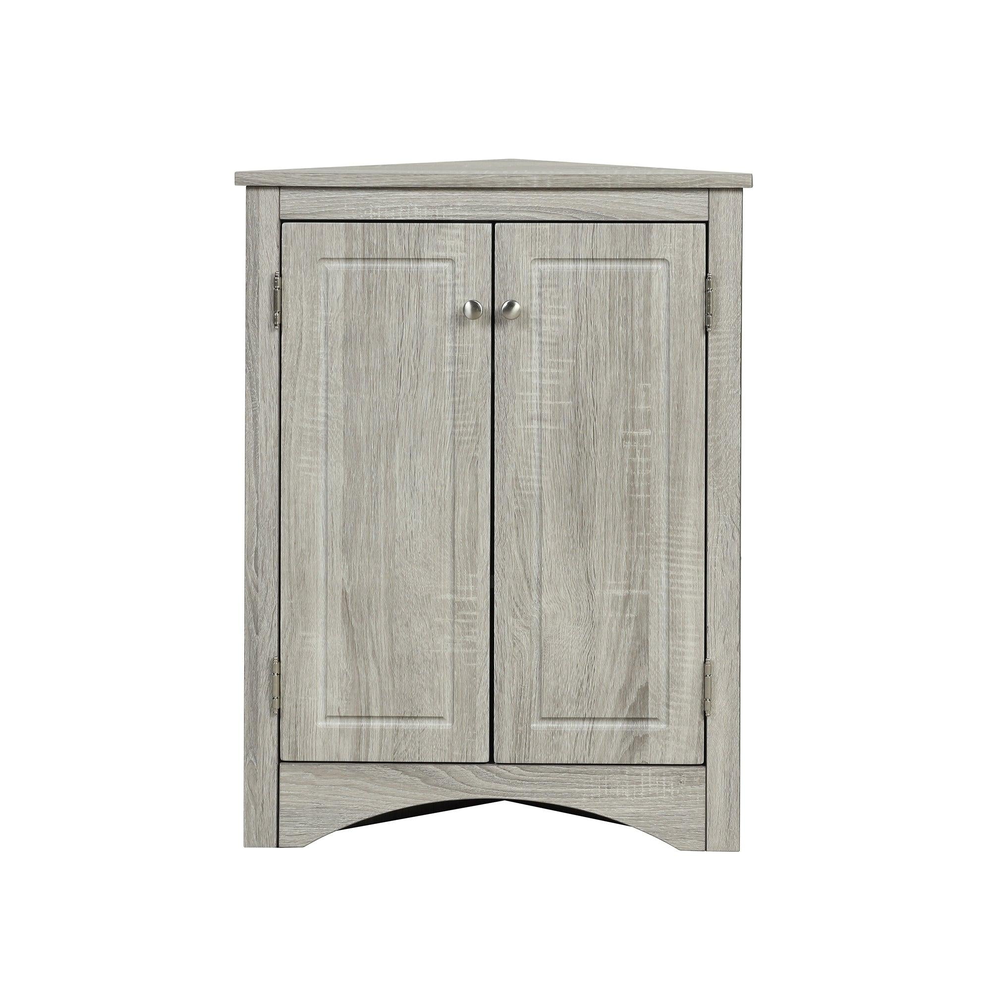 Oak Triangle BathroomStorage Cabinet with Adjustable Shelves, Freestanding Floor Cabinet for Home Kitchen