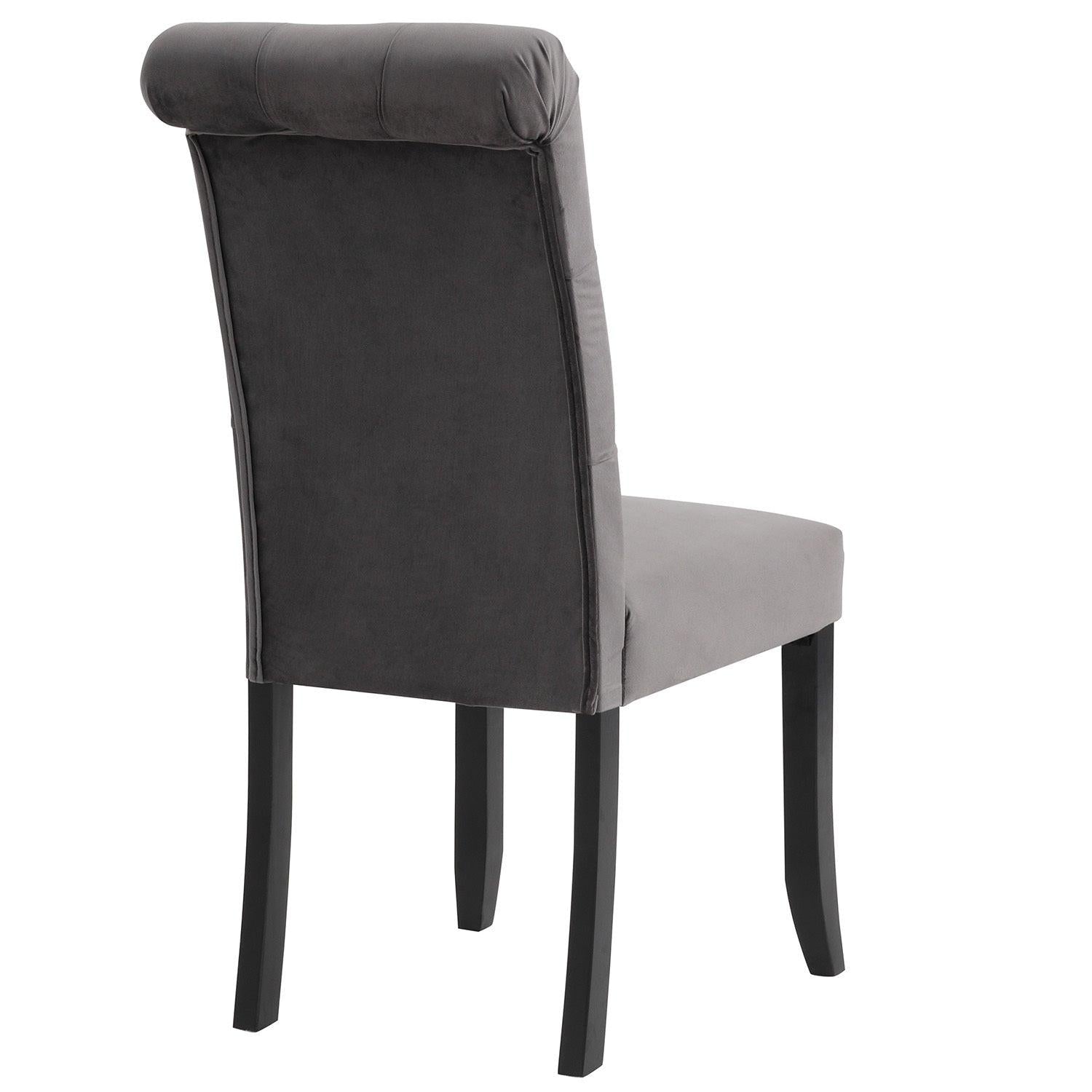 Classic Fabric Tufted Dining Chair with Wooden Legs - Set of 2